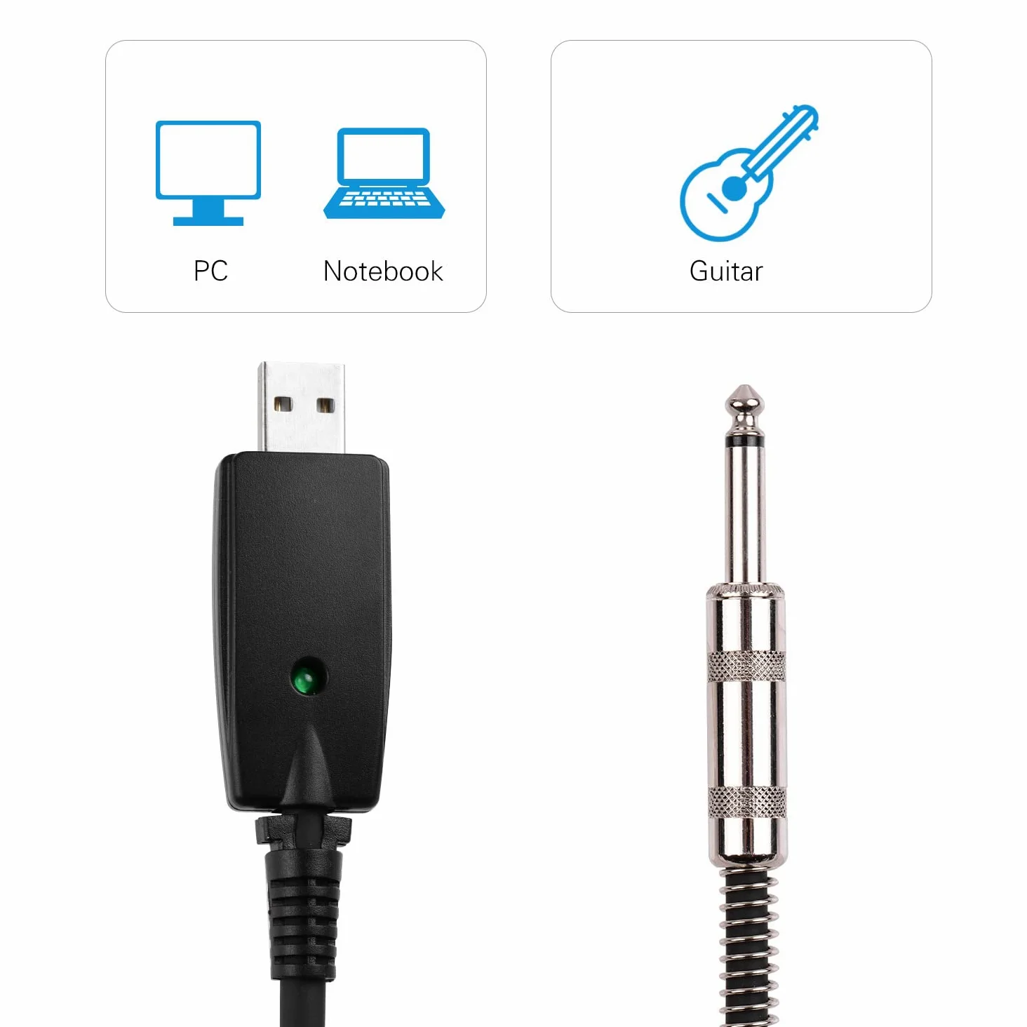 Kabel Rocksmith Real Tone USB typu a męski na 6,35 mm mono Przewód do gitary elektrycznej Profesjonalna gitara do komputera USB Zgodny z systemem operacyjnym Os X 10.9 lub nowszym