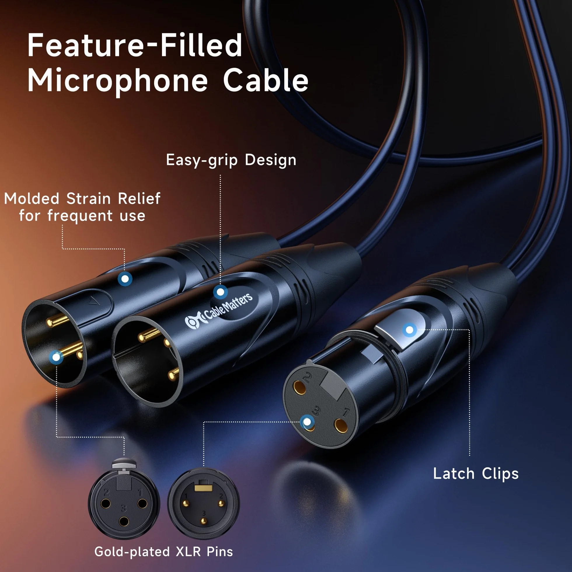 Cable Matters XLR weiblich auf Dual Male Y-Splitter Adapter 0,5m
