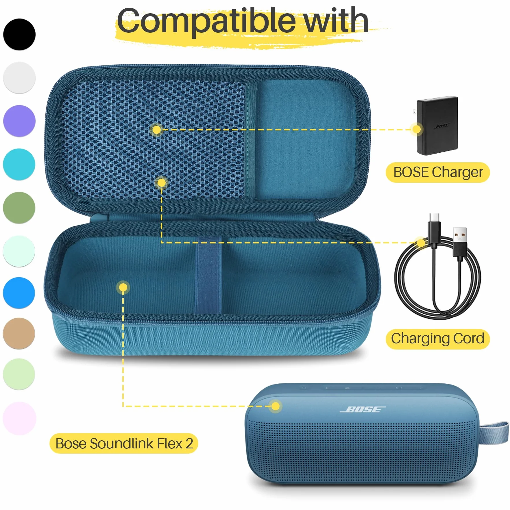 Lebakort Twarde etui kompatybilne z przenośnym głośnikiem Bluetooth Bose SoundLink Flex (2. generacji) (granatowa obudowa)