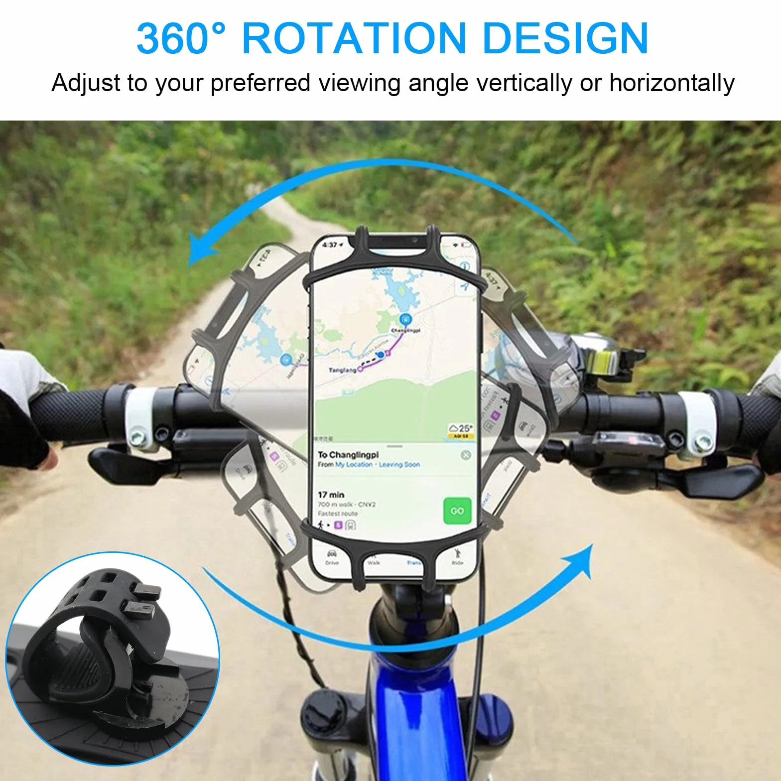 Uchwyt na kierownicę - Obrotowy o 360° dla motocykla i roweru, Smartfon MTB i szosowy