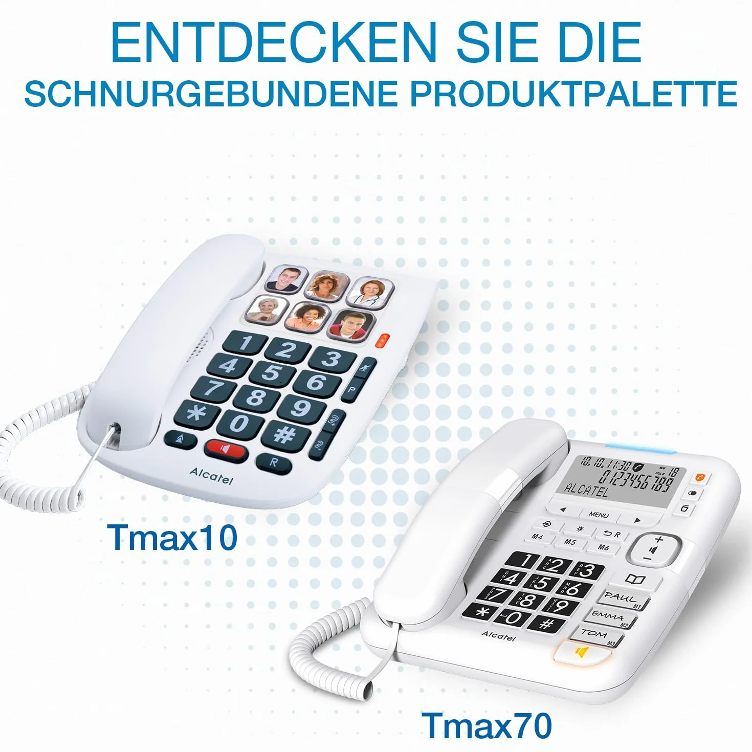 Alcatel T Max 10 Telefon Przewodowy dla Seniorów, Biały