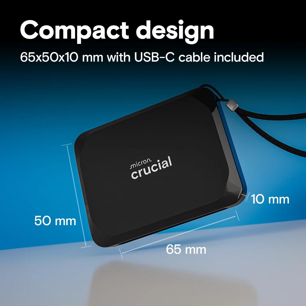 Crucial X9 4TB przenośny dysk SSD do 1050 MB/s, kompatybilny z komputerami PC, Mac i konsolami do gier, zewnętrzny dysk SSD, USB-C 3.2 - CT4000X9SSD902