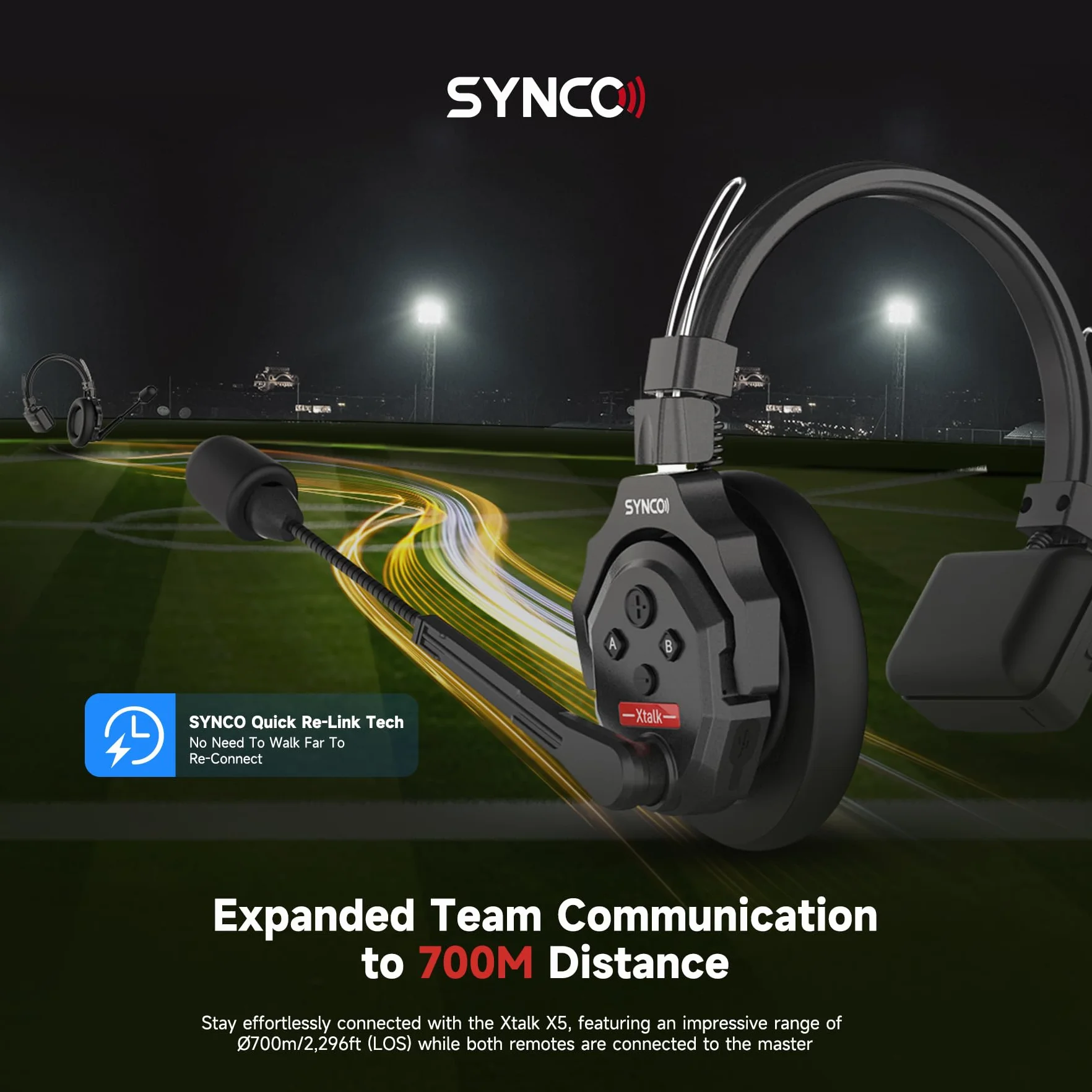 SYNCO XTalk bezprzewodowy system interkomowy ze słuchawkami, losowy projekt do kręcenia filmów, pokazów scenicznych i występów scenicznych (XTalk X5 (5 szt.)