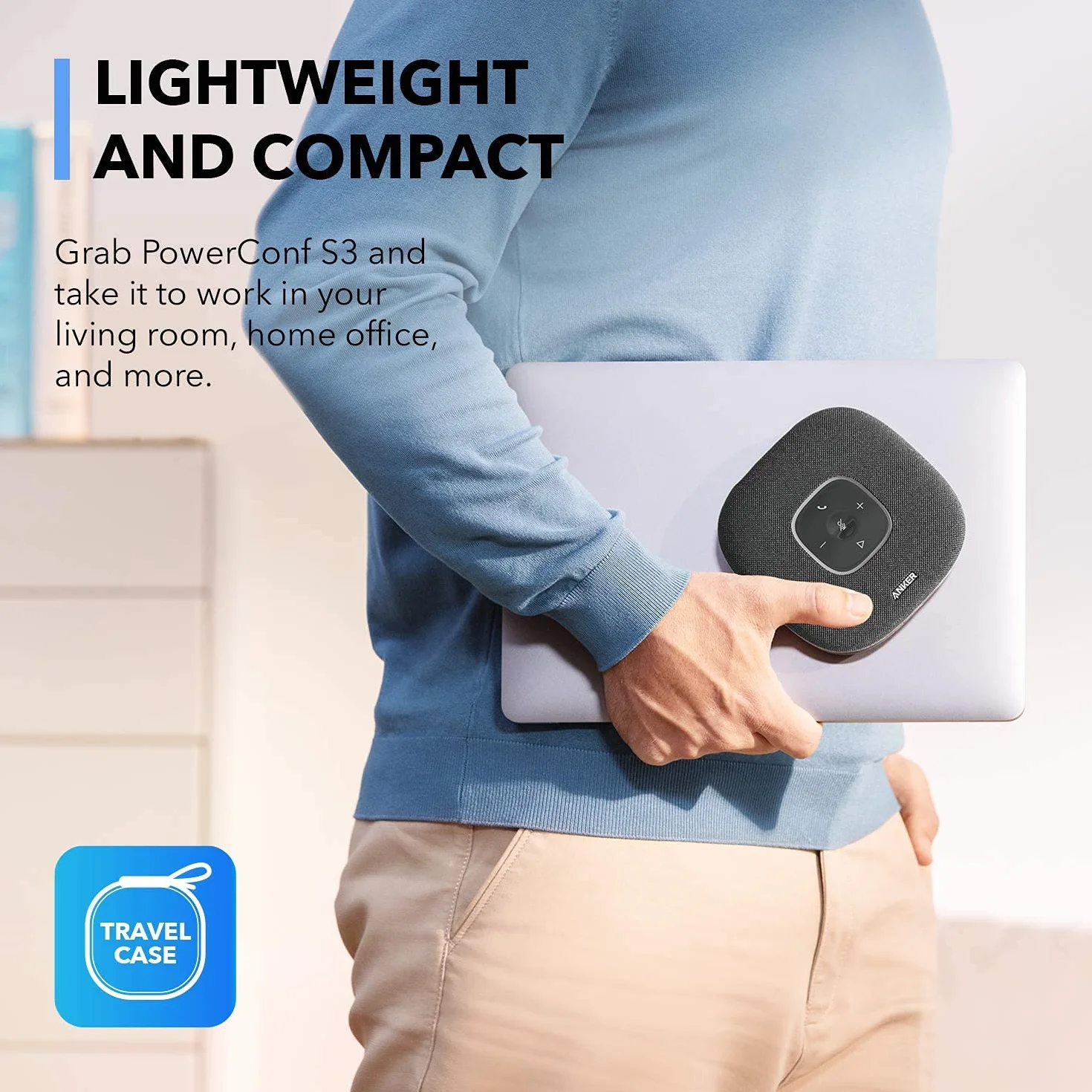 Anker PowerConf S3 głośnik konferencyjny(odnowiony), 6 mikrofonów, inteligentne nagrywanie dźwięku, akumulator 24 godziny, aplikacja Soundcore, Bluetooth 5, USB-C, do biura i biura domowego