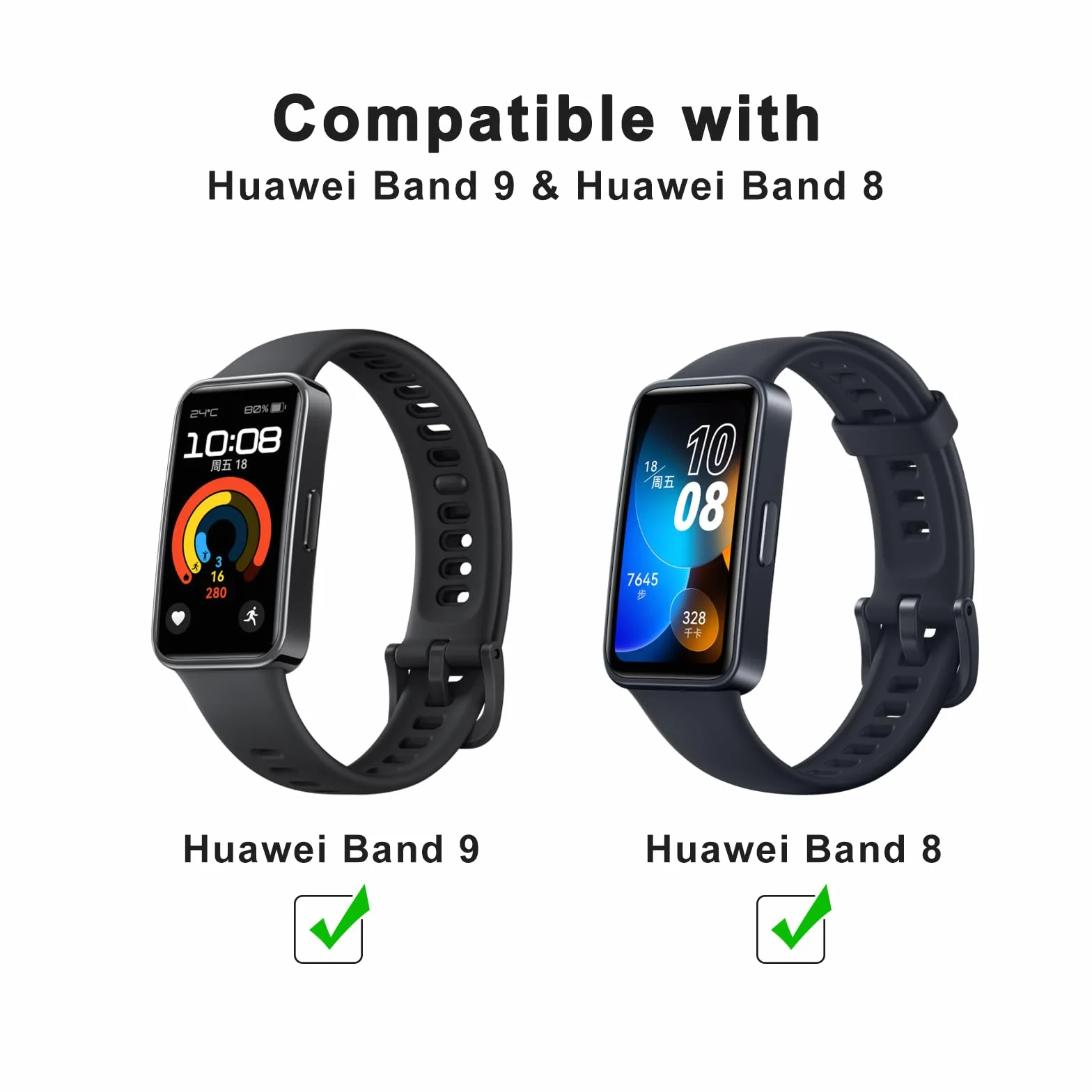 Amzpas 3 sztuki bransoletek do Huawei Band 9 / Huawei Band 8, dla kobiet i mężczyzn, silikonowe, sportowe paski zastępcze, do Huawei Band 9/8, 3 sztuki