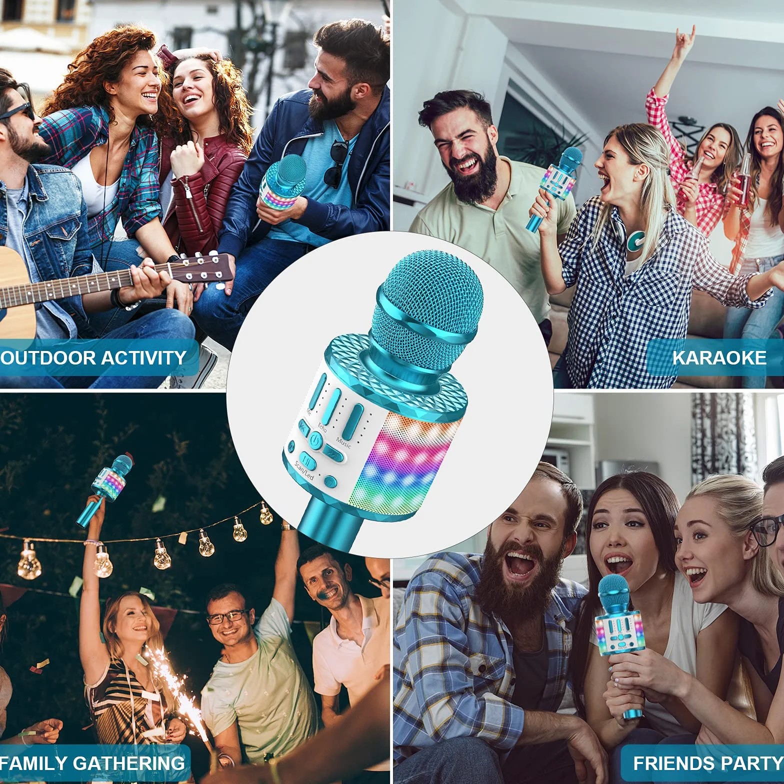 Mikrofon do karaoke dla dzieci, bezprzewodowy mikrofon Bluetooth z LED, prezent dla dziewczynek w wieku 3-12 lat, przenośna maszyna do karaoke do śpiewania, zabawka mikrofonowa dla dzieci, na