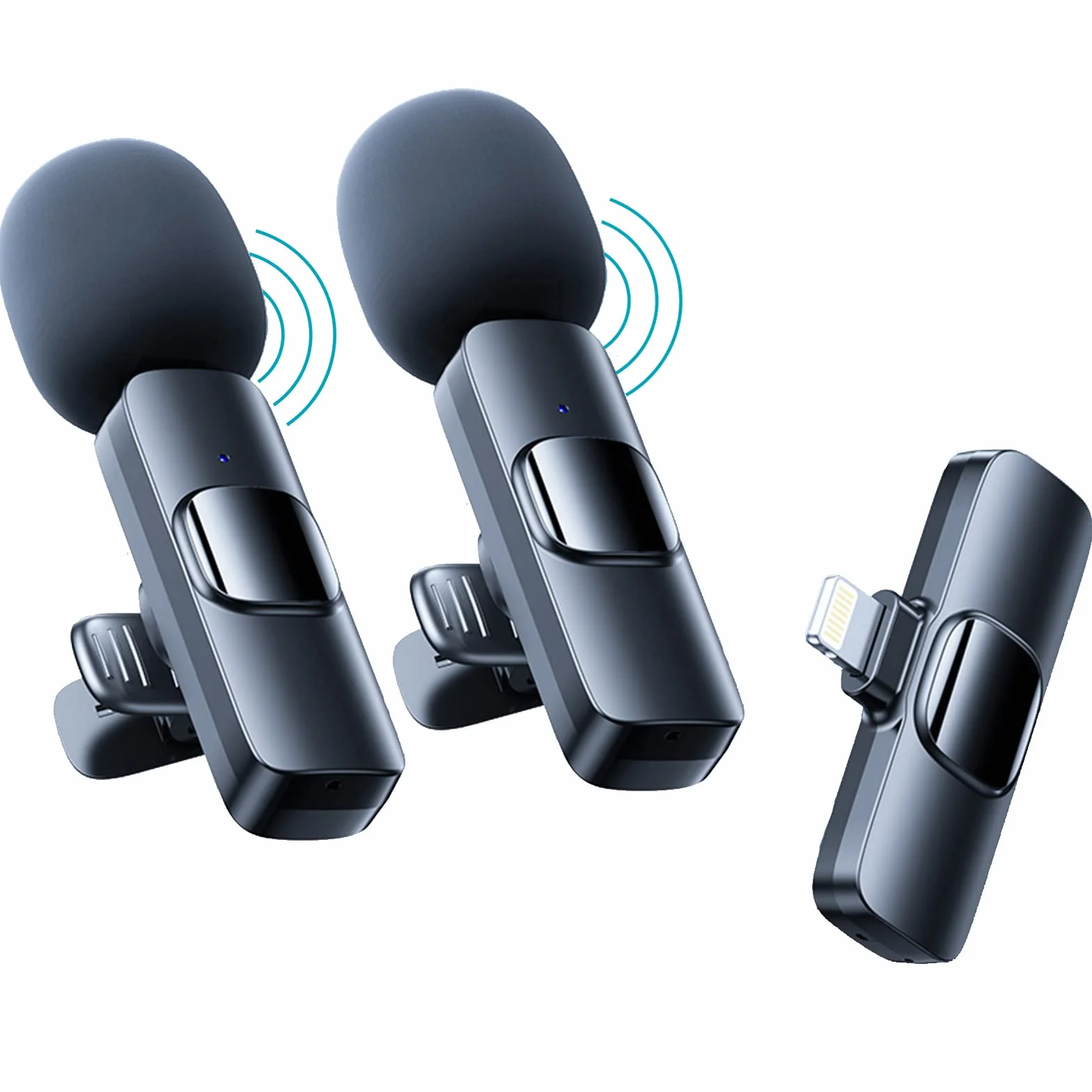 Lavalier Wireless Microphone for iPhone/iPad/Android/Laptop, Plug-Play Lavalier Microphone, Wireless Clip-on Microphone, Noise Cancellation/Mute, for Live, Video Recording, YouTube, Vlog