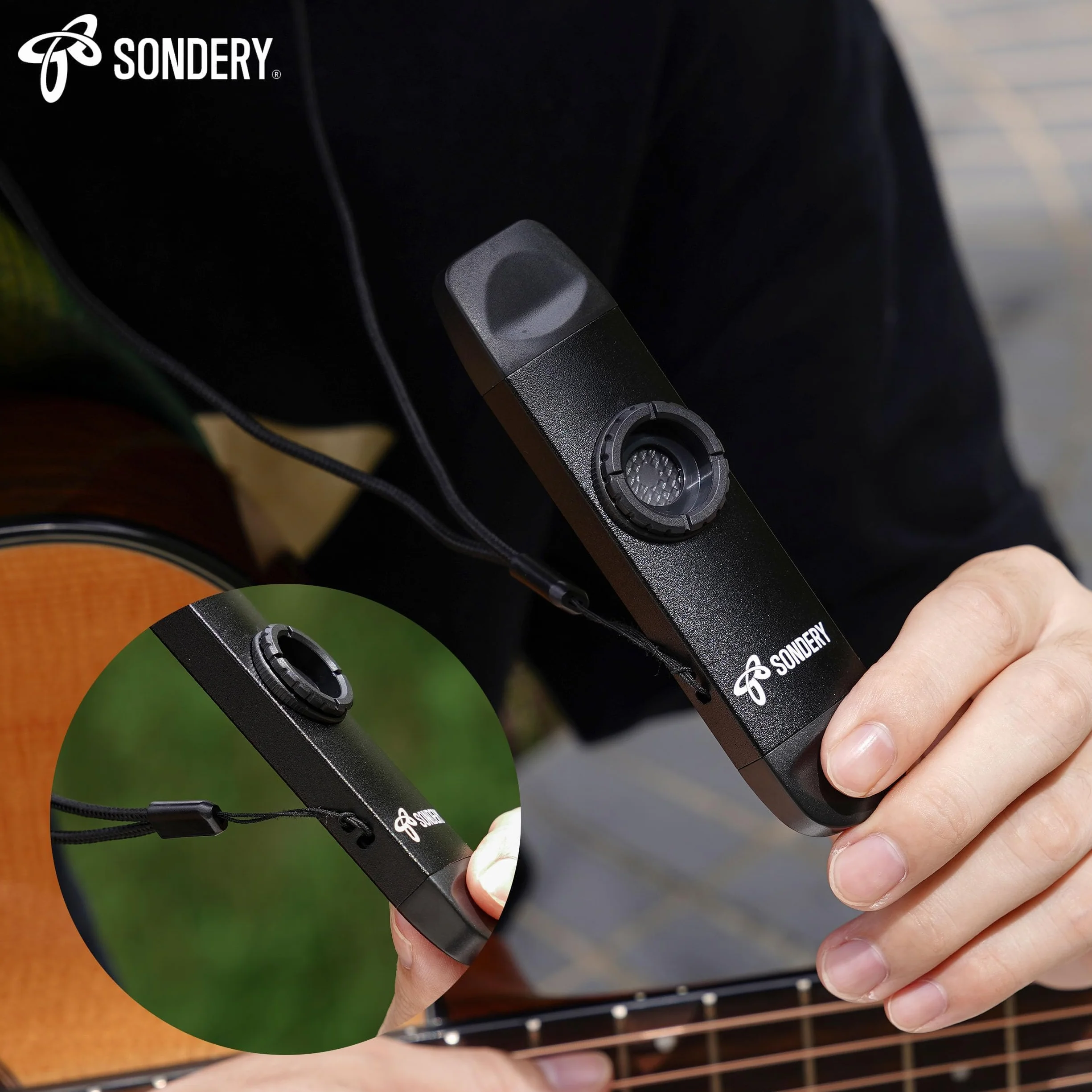 Sondery Profesjonalne metalowe kasoo Kazoo z podwójną głowicą z wysokim niskim skokiem i 5 membranami, dżem wraz z gitarą, ukulele, skrzypcami i innymi, czarny