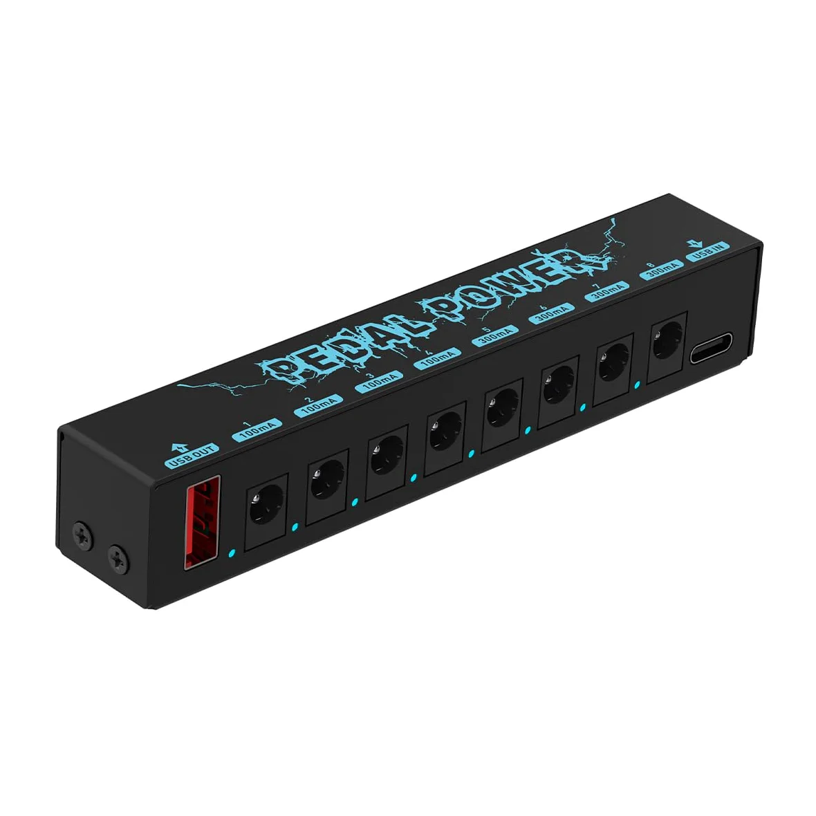 Sarini 8-kanałowy zasilacz do pedału gitarowego, 9 V, 100 mA/300 mA, obsługuje wejście USB