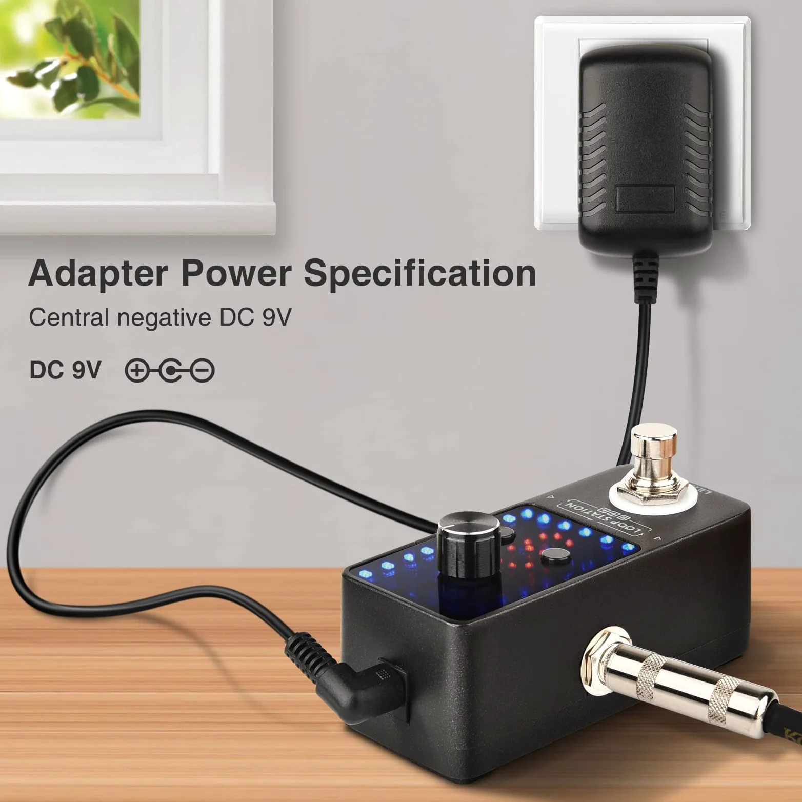 Looper gitarowy z zasilaczem, LEKATO 9 pętli 40 minut nagrywania pętli gitarowej Wbudowany tuner Overdub Elektroniczny efektów Looper do elektrycznej gitary basowej