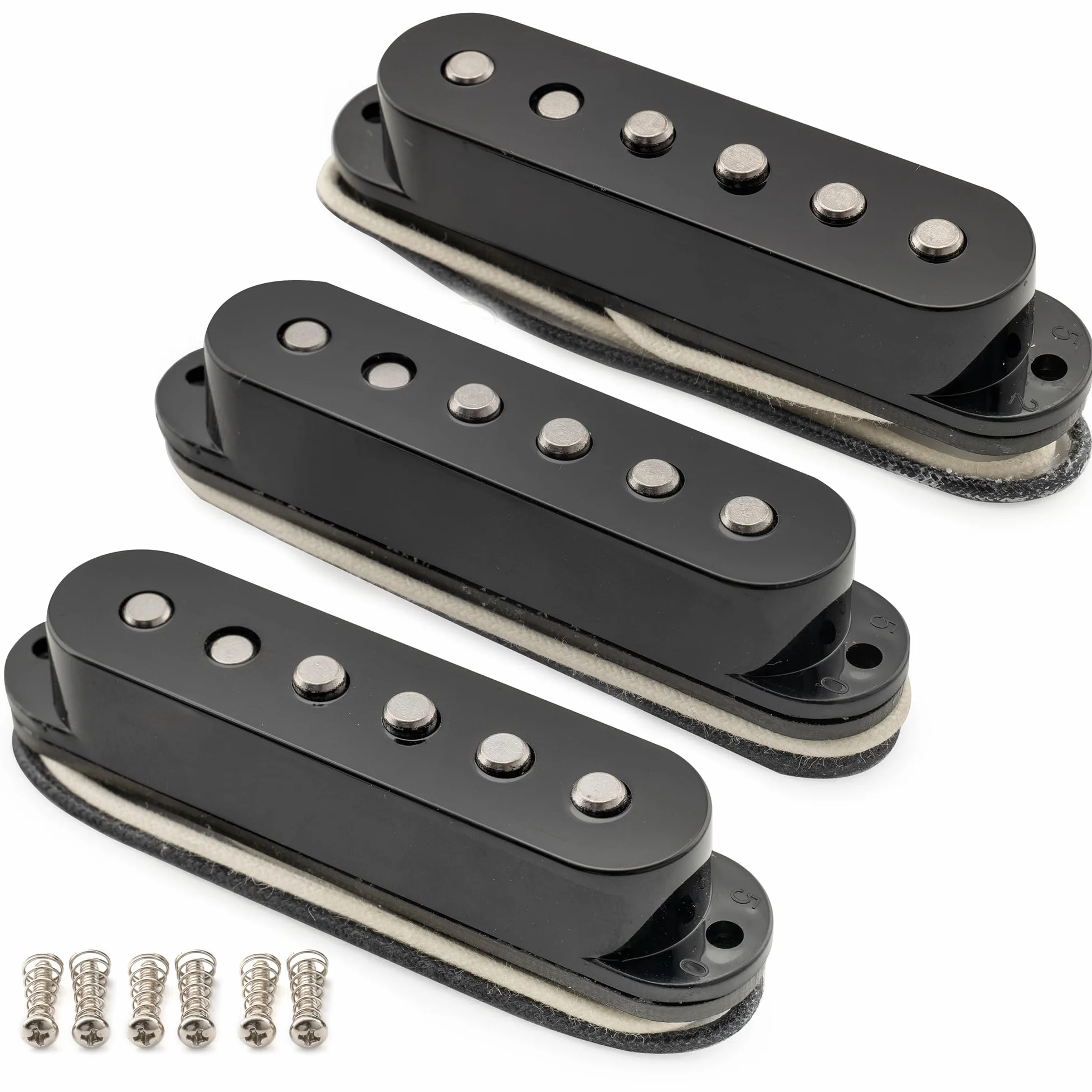 Musiclily Pro ST-50S Staggered Alnico 5 Single Coil Pickups Set do Gitary Elektrycznej Strat Czarny