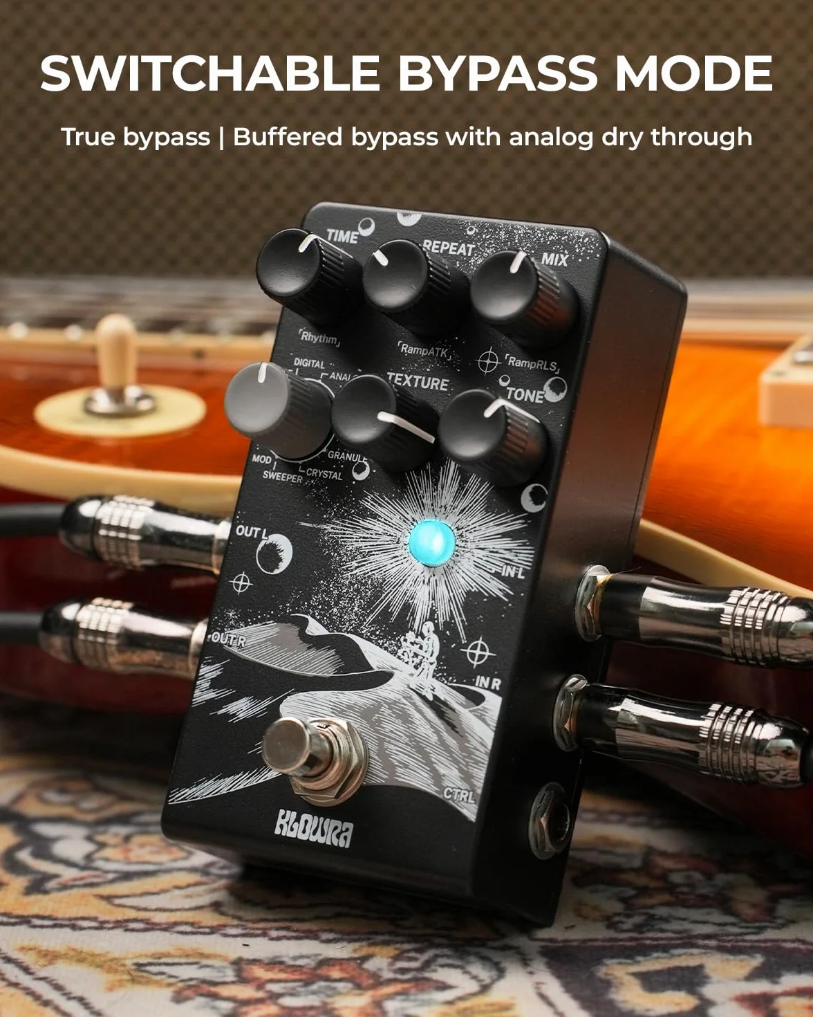 Everlast Delay gitarowy na gitarę elektryczną - Ramp, 9 stereo typów opóźnienia, Tap Tempo, True Bypass, Analog Dry Through, obsługa pedału ekspresji & przełącznika nożnego TS/TRS