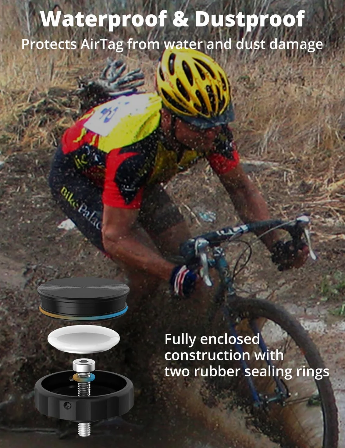 SUPMEGA Uchwyt rowerowy do AirTag, ukryty uchwyt na kołpaki rowerowe, akcesoria GPS, wodoszczelny uchwyt AirTag do rowerów