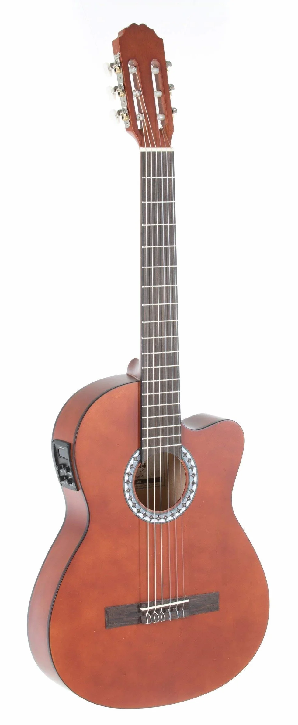 GEWA E-Akustik Gitara Klasyczna Basic - Classic Electro - 4/4 - Korpus Lipa - Przetwornik 4-pasmowy EQ z tunerem - Cutaway - Slimbody - Orzechowy kolor