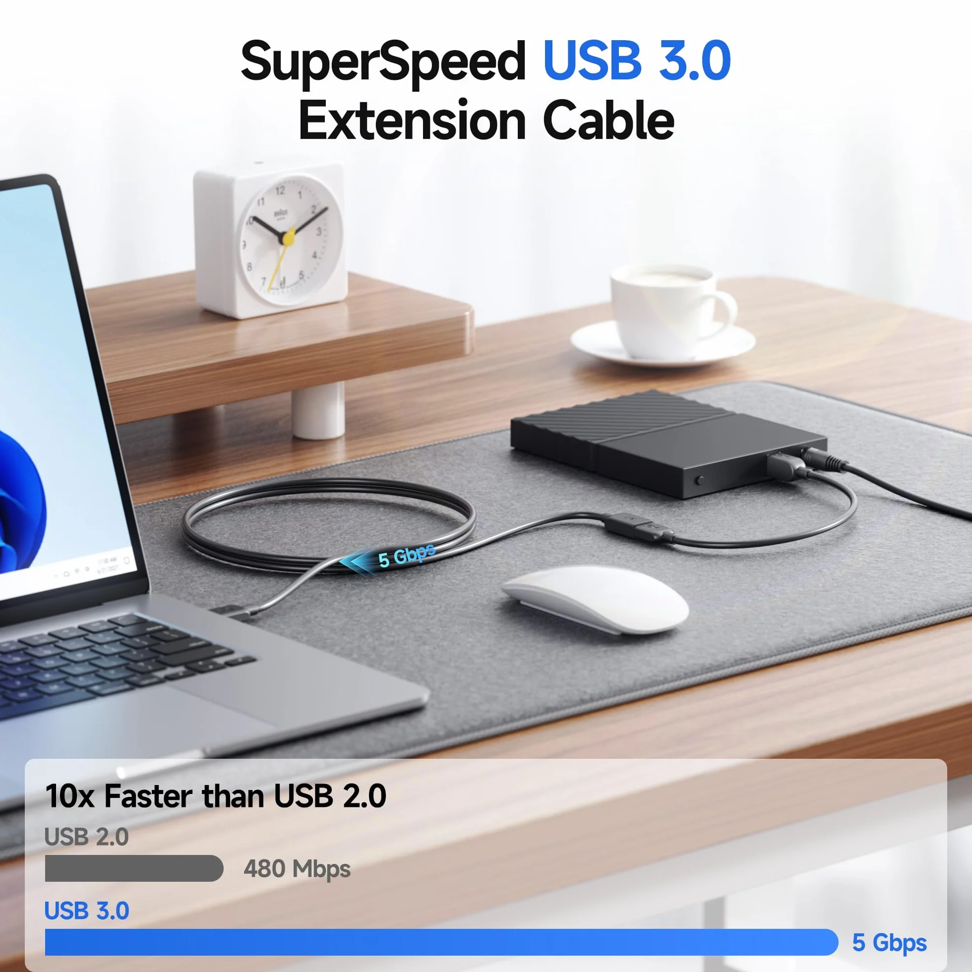 Cable Matters Przedłużacz USB na USB (przedłużacz USB 3 / przedłużacz USB) w kolorze czarnym, 1 m