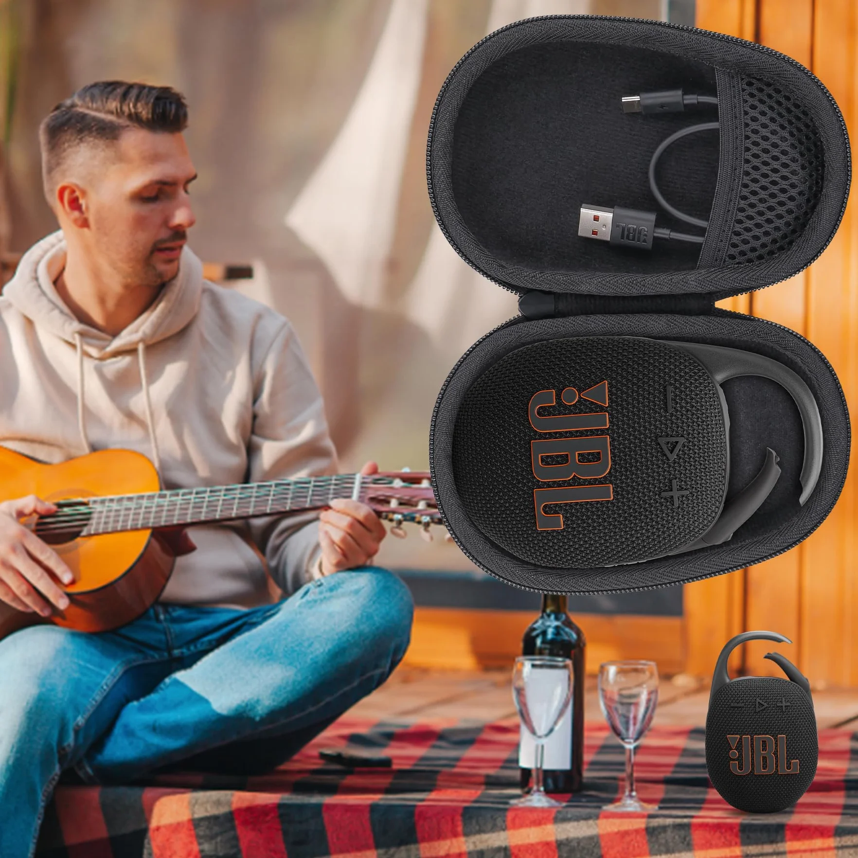 Aenllosi Etui do podróży zgodne z JBL Clip 5 Ultra przenośnym bezprzewodowym głośnikiem Bluetooth (tylko etui) (czarny)