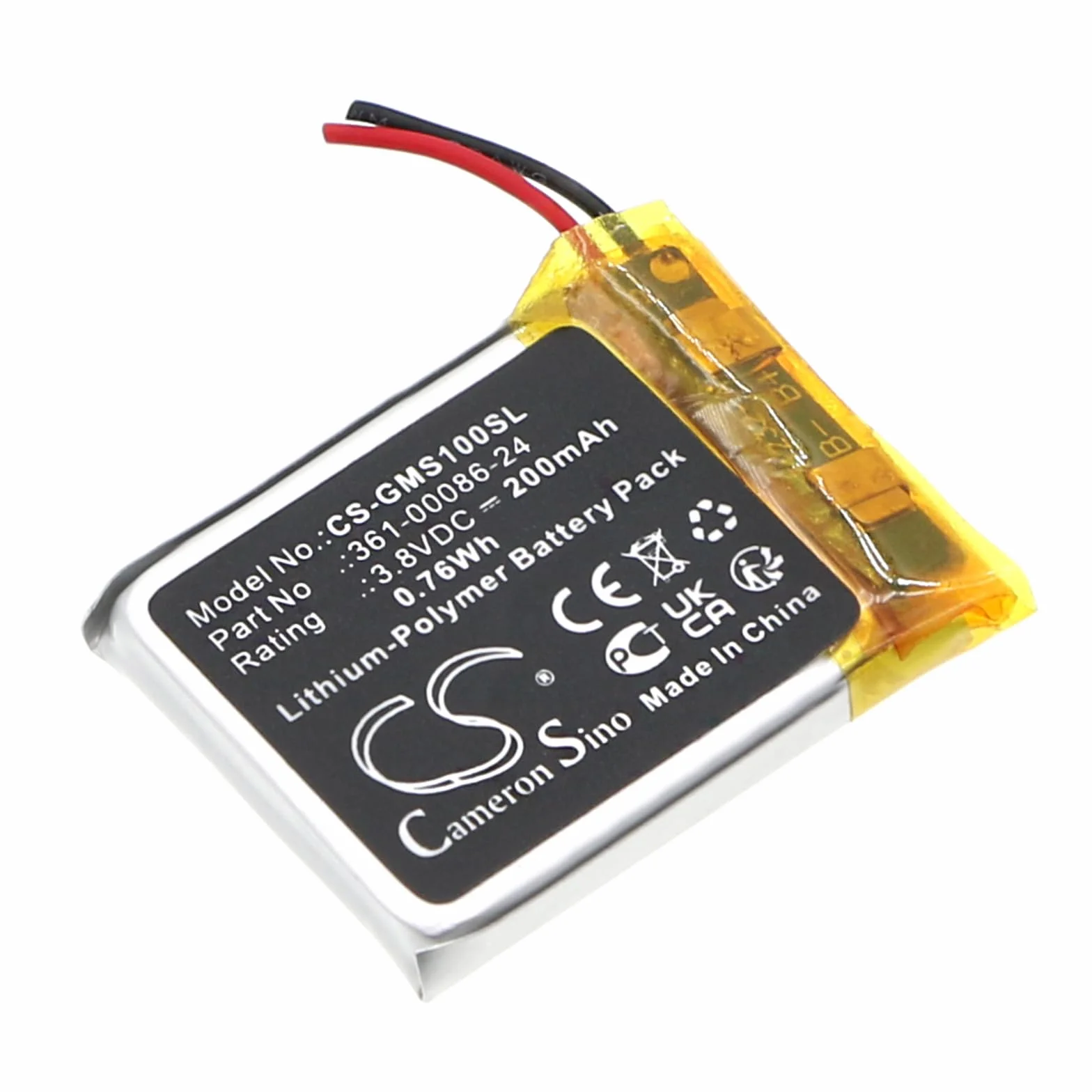 TECHTEK Bateria 200mAh kompatybilny z [Garmin] Instinct Solar GPS zastępuje 361-00086-24 FBA