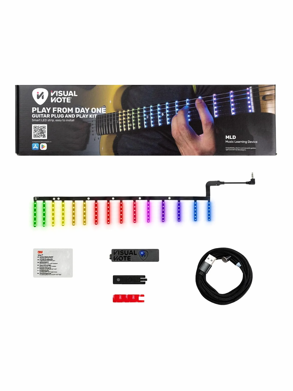Zestaw do nauki gitary LED RGB, kompatybilny z elektrycznymi i akustycznymi 648 mm