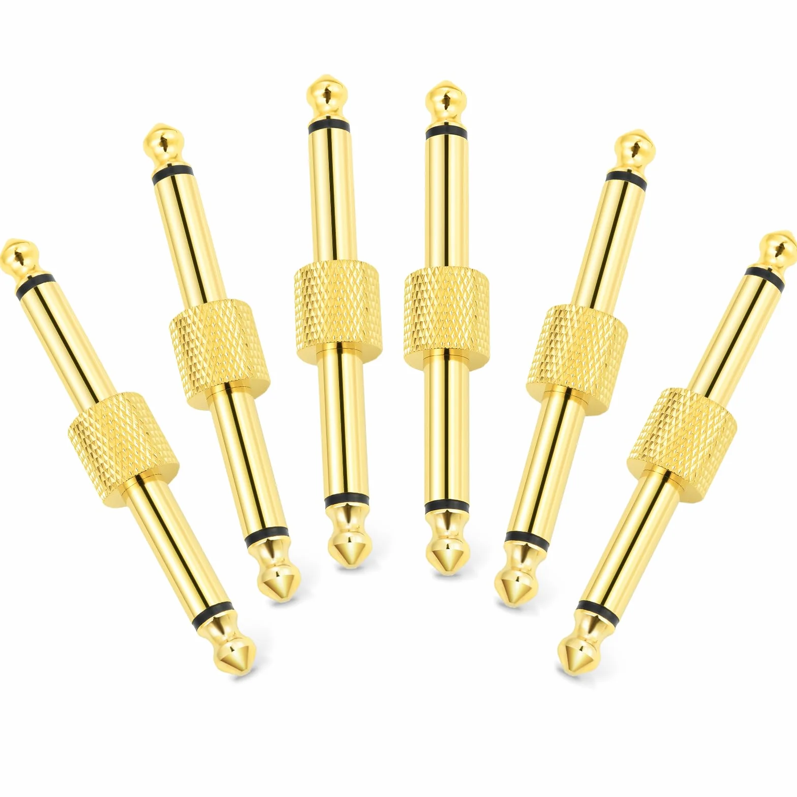 OTraki 6,35 mm kabel krosowy do gitary, 6 sztuk pomocniczych kabli krosowych do gitary profesjonalny kabel jack 1/4 cala wtyczka jack pozłacana prosta wtyczka na wtyczkę do pedalboardów