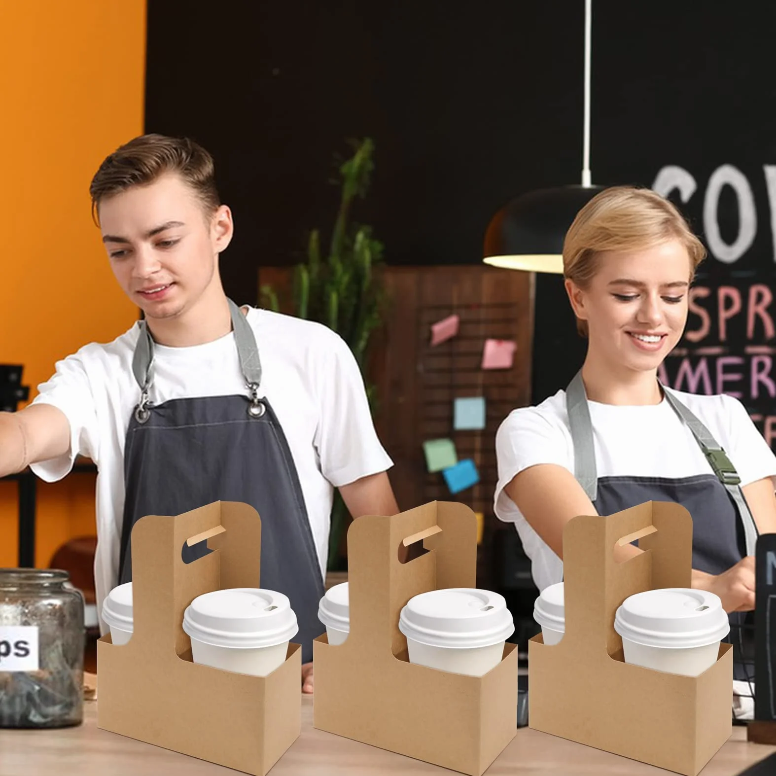 25 sztuk, 2 pojemniki na napój, kraftowa tektura, uchwyt na wynos, do przenoszenia kubków, do kawiarni i restauracji, dostawa