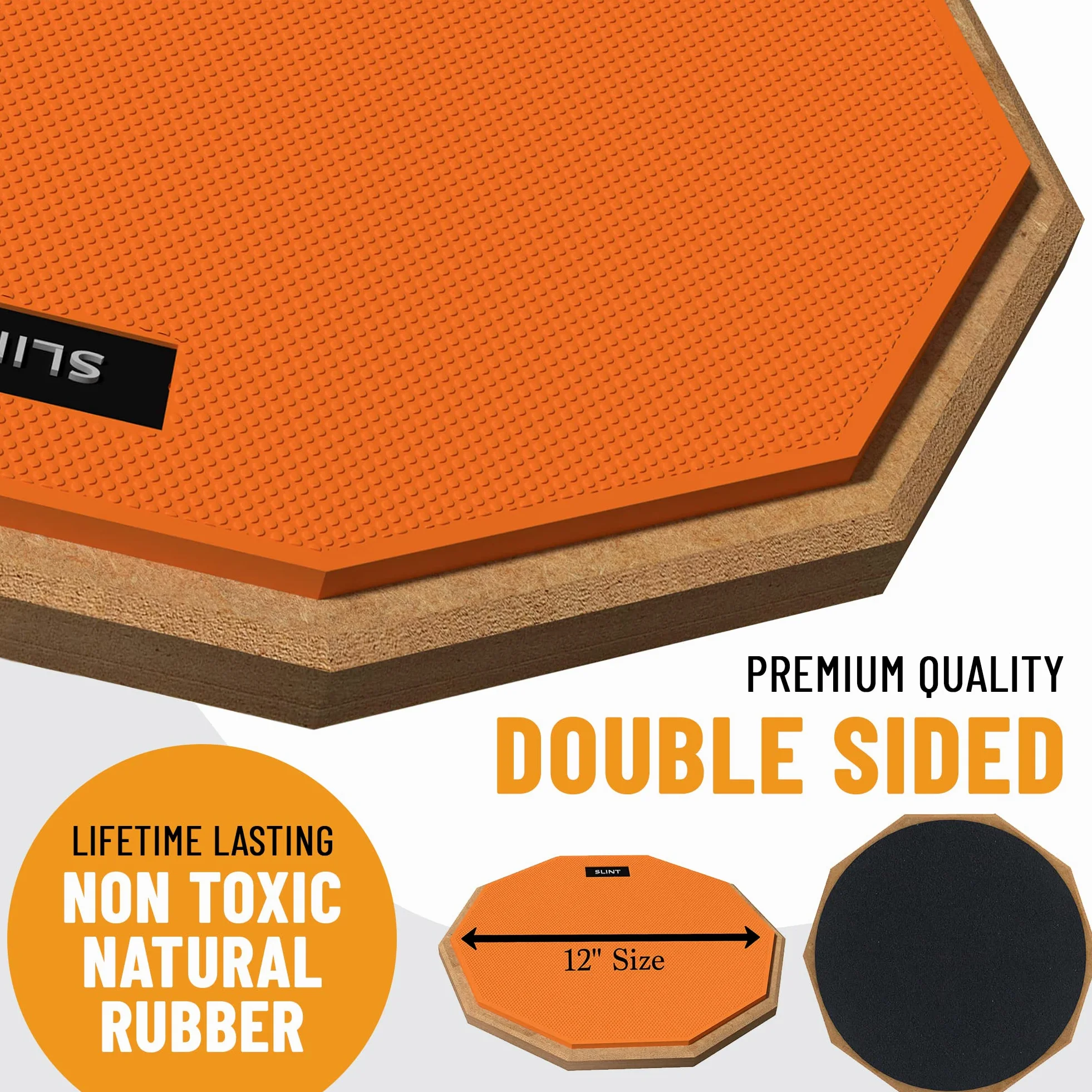 Slint Übungs Drum Pad Snare Drum Stand & Schlagzeug Sticks - Doppelseitiges 30 cm Drum Pad Set & 10 cm Snare Drum - Leises Drumpad Set, Drumpad Ständer & Drumsticks - Schlagzeug Erwachsene & Kinder