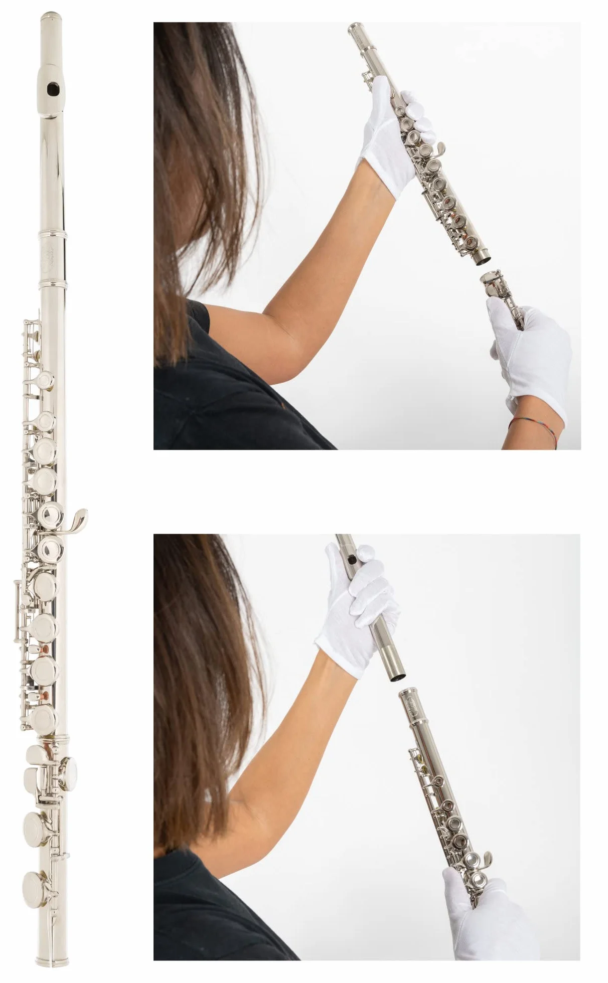 Classic Cantabile FL-100 flet poprzeczny z mosiądzu wysokoniklowego posrebrzanego, zamknięte klapy, e-mechanika, przesunięte G, strojenie C