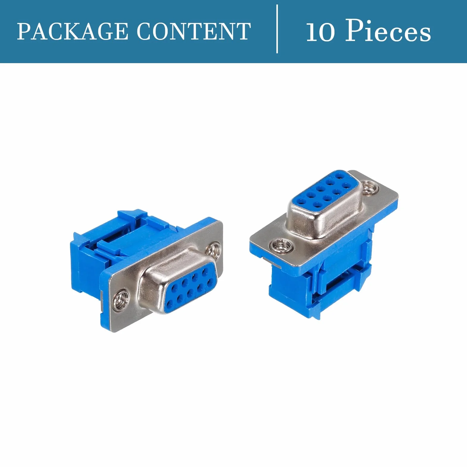 QUARKZMAN 9 pinów D-SUB x 10 szt. gniazdo DB9 adapter szeregowy IDC Crimp gwint przyłącze do produktów kontroli przemysłowej [niebieski]