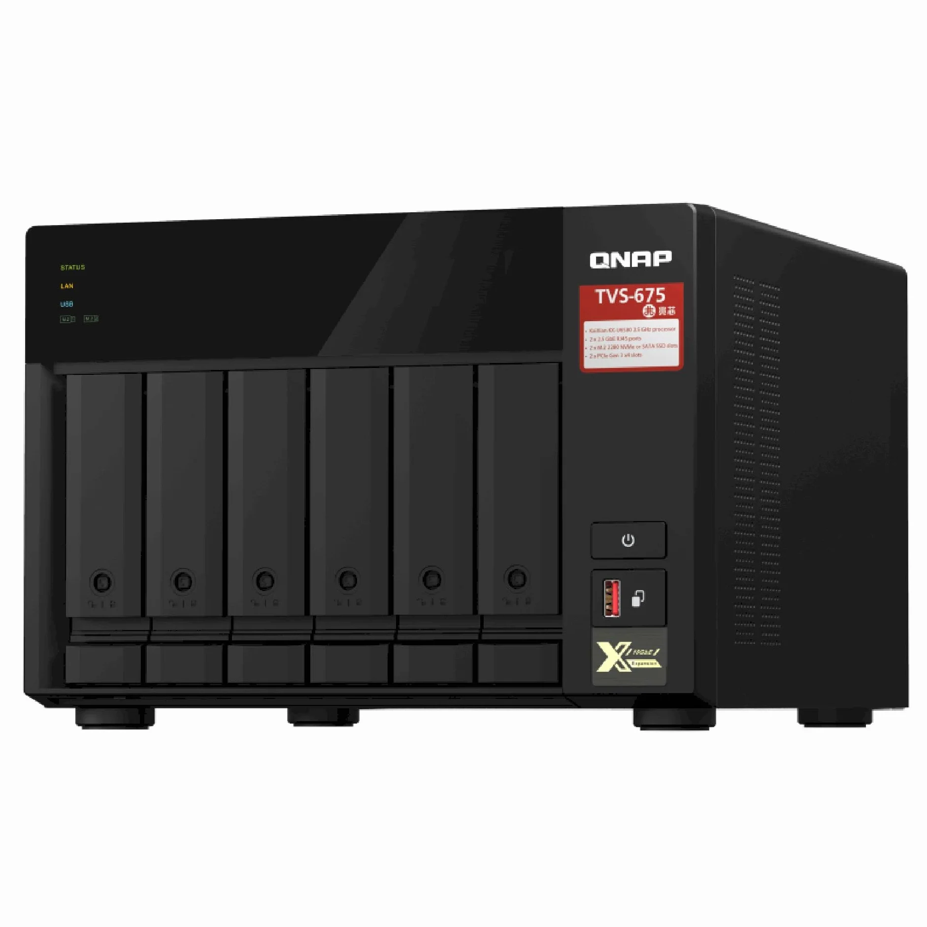 QNAP 6-kieszeniowy NAS Zhaoxin KX-U6580 8C/8T 2,5 GHz Czarny
