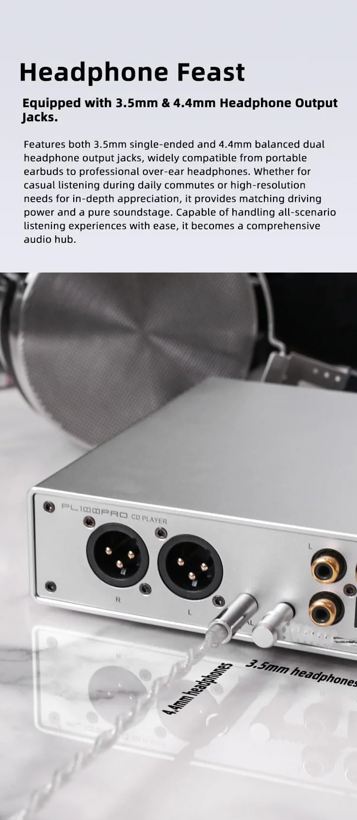 SMSL PL100 PRO wielofunkcyjny odtwarzacz CD, 2 x wysokiej klasy chipy DAC CS43131, obsługuje bezstratne odtwarzanie MQA z pilotem zdalnego sterowania (czarny)