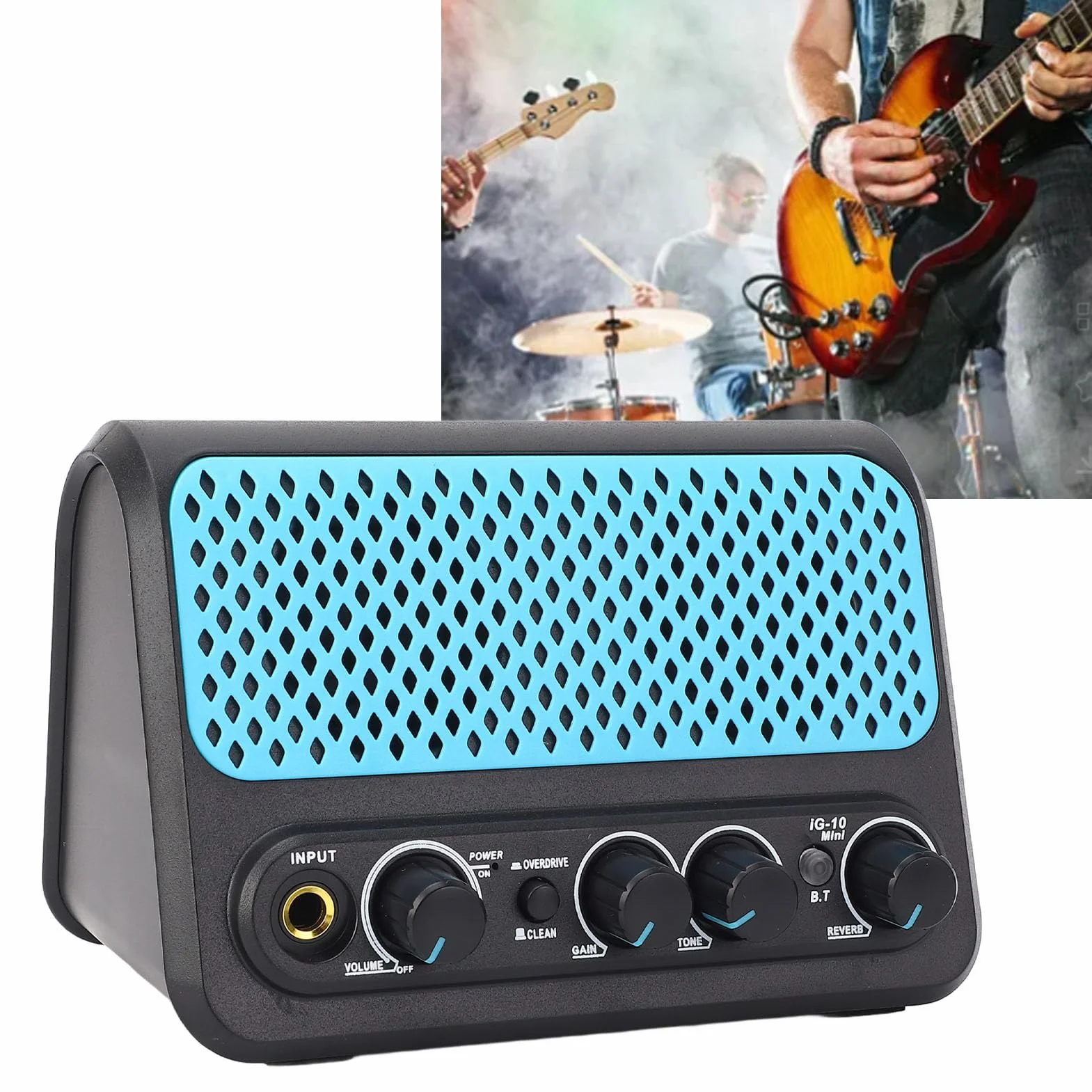 Mini wzmacniacz gitarowy, przenośny wzmacniacz do gitary akustycznej o mocy 10 W z pogłosem, gniazdo słuchawkowe AUX 3,5 m, bezprzewodowy wzmacniacz gitarowy Bluetooth do