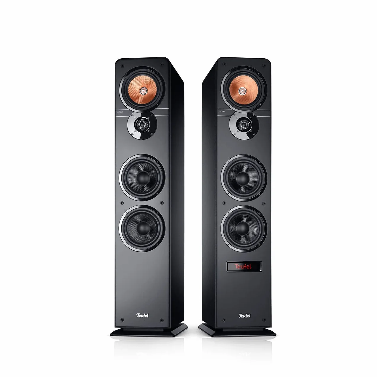 Teufel Ultima 40 AKTIV - Para 3-drożnych aktywnych głośników, Bluetooth aptX, Dolby Audio, HDMI Arc, Option Surround, 260W, Bass-Reflex, wbudowany wzmacniacz - Czarny