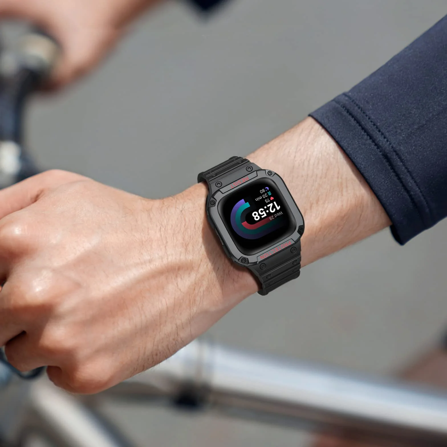Fintie Paski z etui kompatybilne z Fitbit Versa 4/3 / 2/1 / Versa Lite/Fitbit Sense 2 / Sense, etui ochronne, pasek sportowy, dla mężczyzn