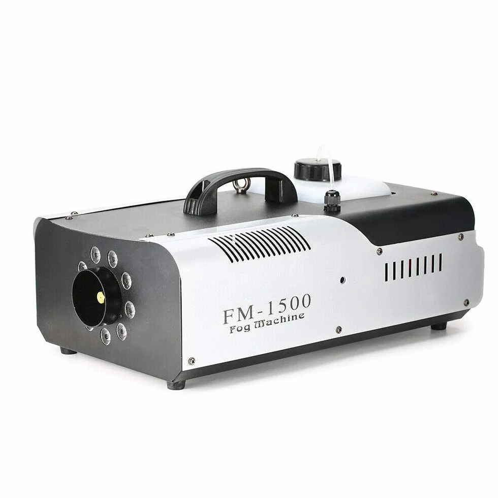 Fogger mini generator dymu LED 1500 W bezprzewodowy pilot zdalnego sterowania 18000-25000 cu.ft/min obudowa z blachy stalowej 2 l