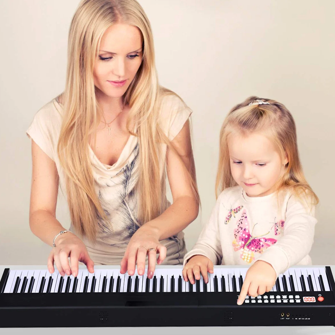 COSTWAY 88 klawiszy klawiatura dla dzieci, cyfrowy keyboard, fortepian elektryczny, 128 rytmów, 128 tonów, Bluetooth, głośnik, 20 demo, odpowiedni dla dzieci i dorosłych (czarny)