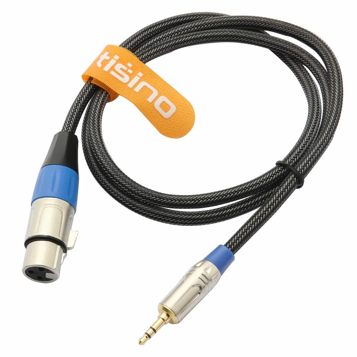 Tisino Kabel mikrofonowy XLR do 3,5 mm Mini Jack, nylonowy oplot niezrównoważony XLR żeński do mikrofonu 1/8" do kamer, aparatów DSLR, komputera rejestrującego i więcej - 3 m