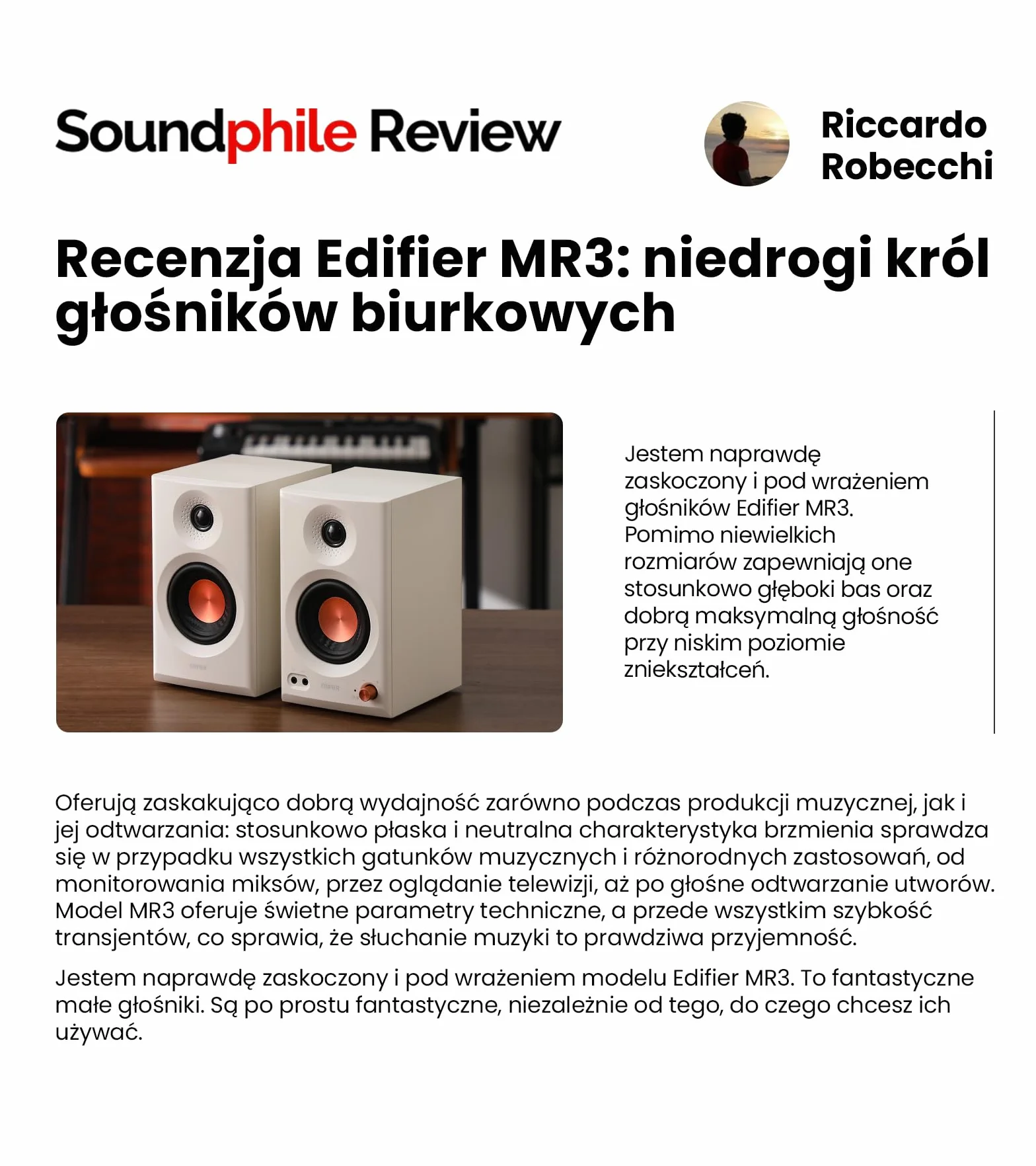Edifier MR3 - Kompaktowe głośniki Studio 2.0, Hi-Res Audio, Bluetooth V5.4, sterowanie fizyczne, RCA, AUX, aplikacja mobilna, 2x18W, czarny