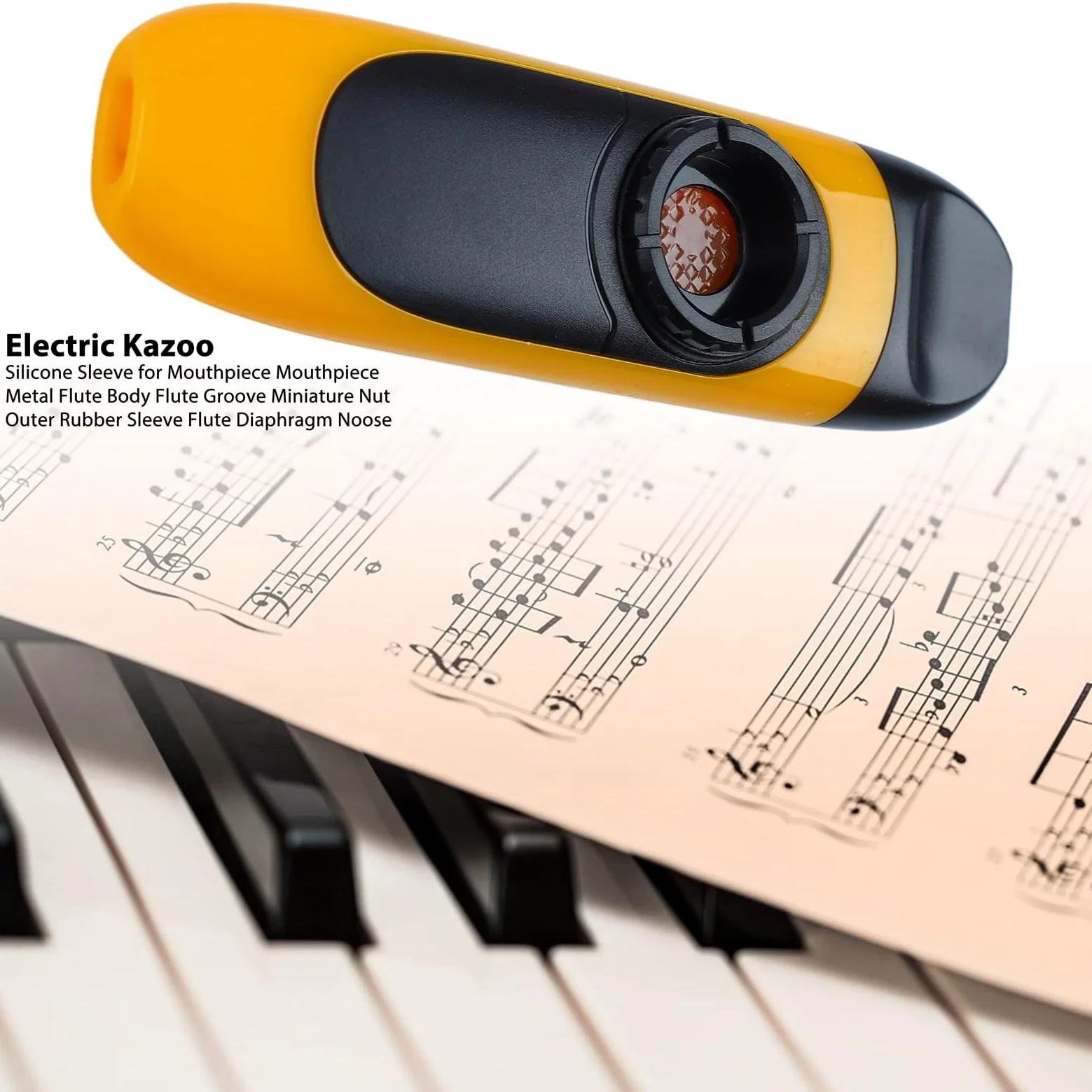 Elektryczny Kazoo 11 Cm Profesjonalny Przenośny Zestaw Kazoo z żywicy ze Stopu Aluminium z Przetwornikiem Membranowym Rejestratora Zapewniającym wydajność (Żółty)
