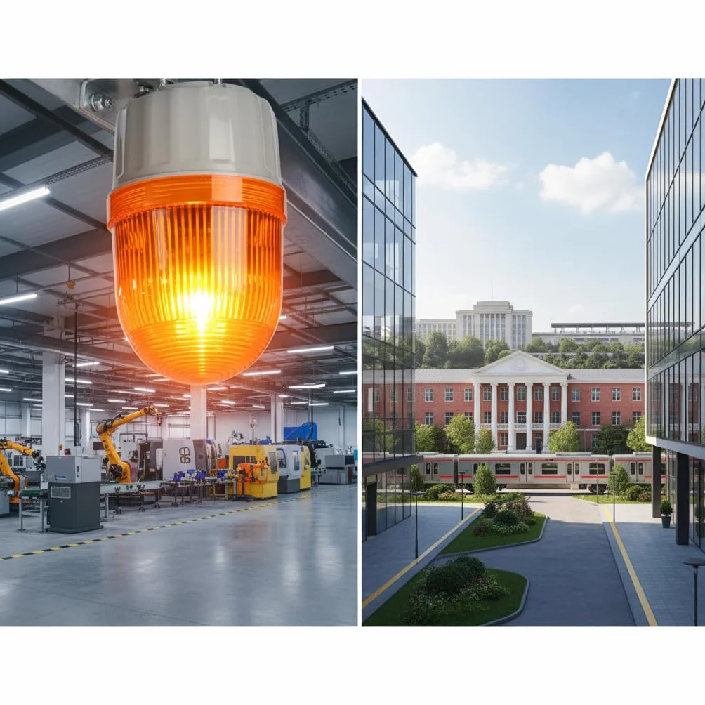 Lampa Ostrzegawcza, światło Ostrzegawcze BERM Lampa LED Dźwięk i Oświetlenie Sprzęt Alarmowy BEM‑2071 5 W 220 V AC, Zespoły Reflektorów Samochodowych (Żółty)
