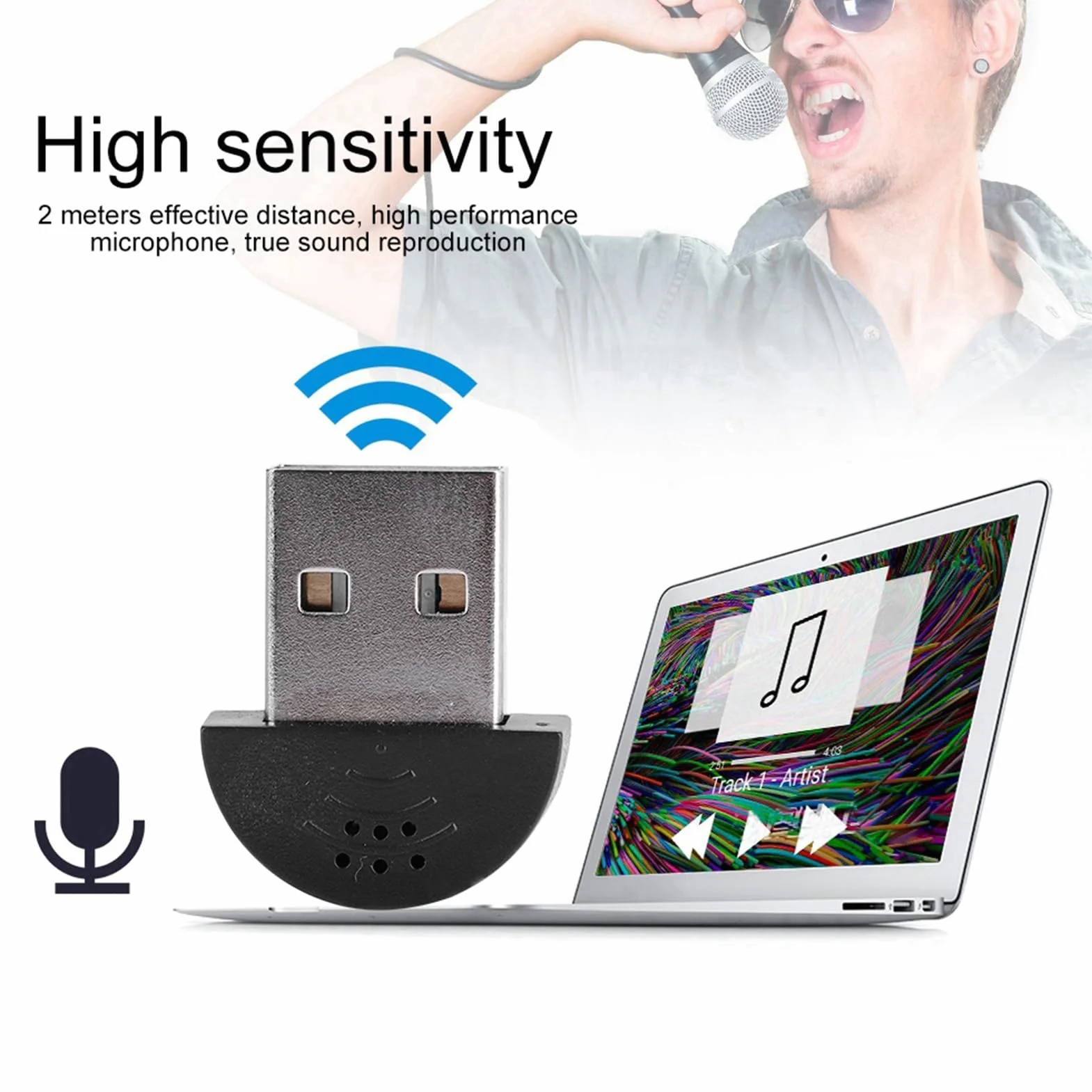 Mini mikrofon USB - wielokierunkowy mikrofon z redukcją szumów 360° dla komputerów Mac Skype/Chat/Nagrywanie mikrofonu o wysokiej wydajności (czarny)