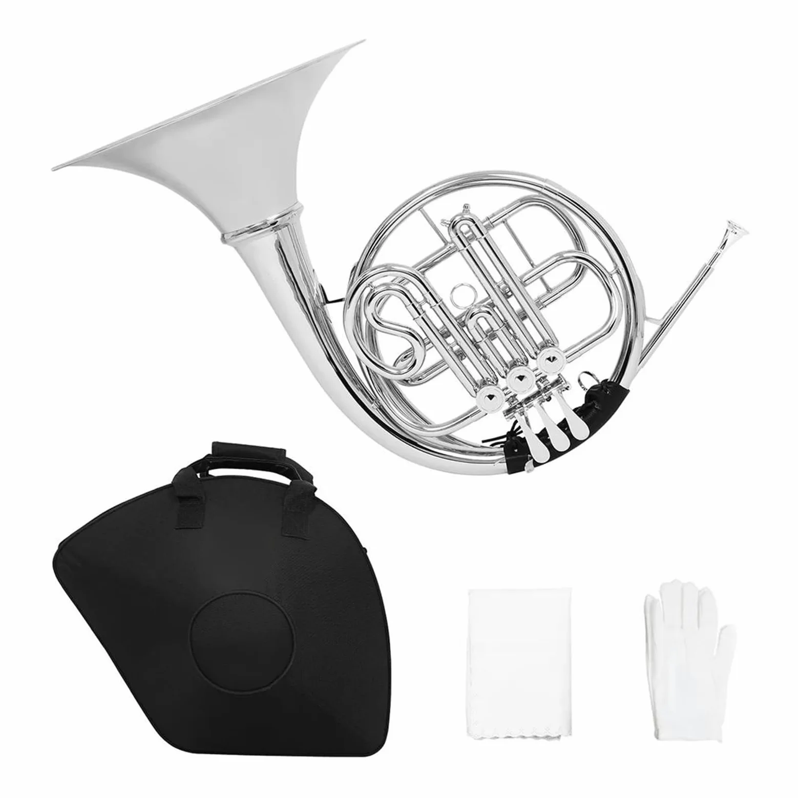 3 Klucze Srebrzony Róg Francuski Bb Dzielony Podwójny Rząd Mosiężny Instrument Muzyczny Z Akcesoriami