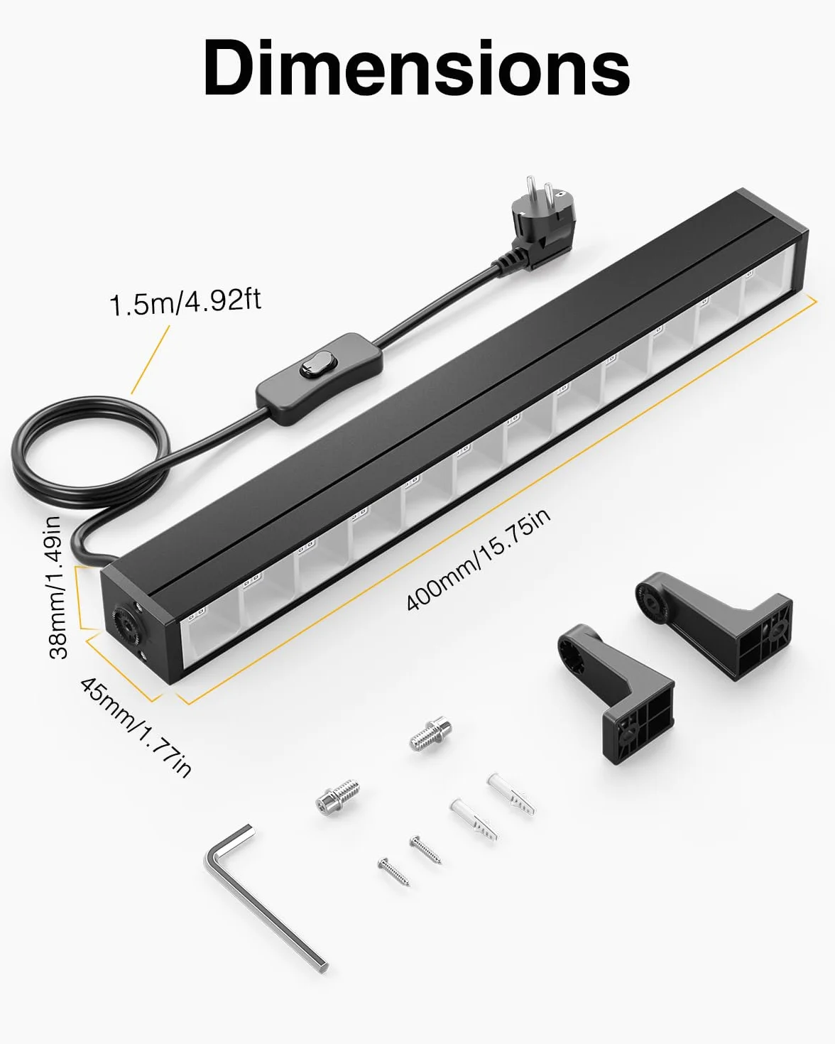 Onforu Czarne Światło LED, 27 W, Lampa UV Bar z Wtyczką, IP66, Wodoszczelny Reflektor Na Zewnątrz, Fluorescencyjny, 60 Diod LED, z Włącznikiem, Na Imprezę, Dekoracja