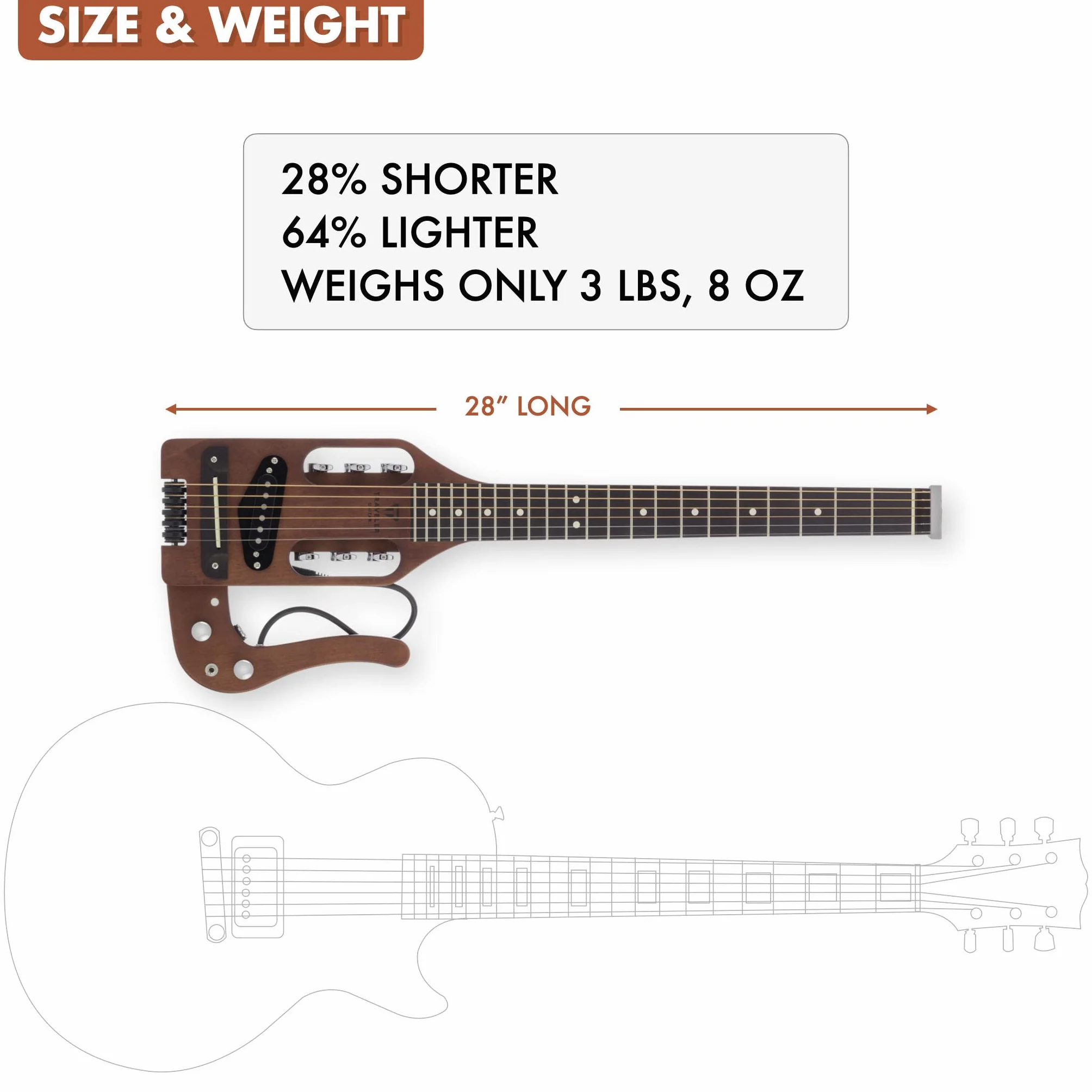 Traveler Guitar Seria Pro Gitara Elektryczna, Antique Brown, 24 3/4"