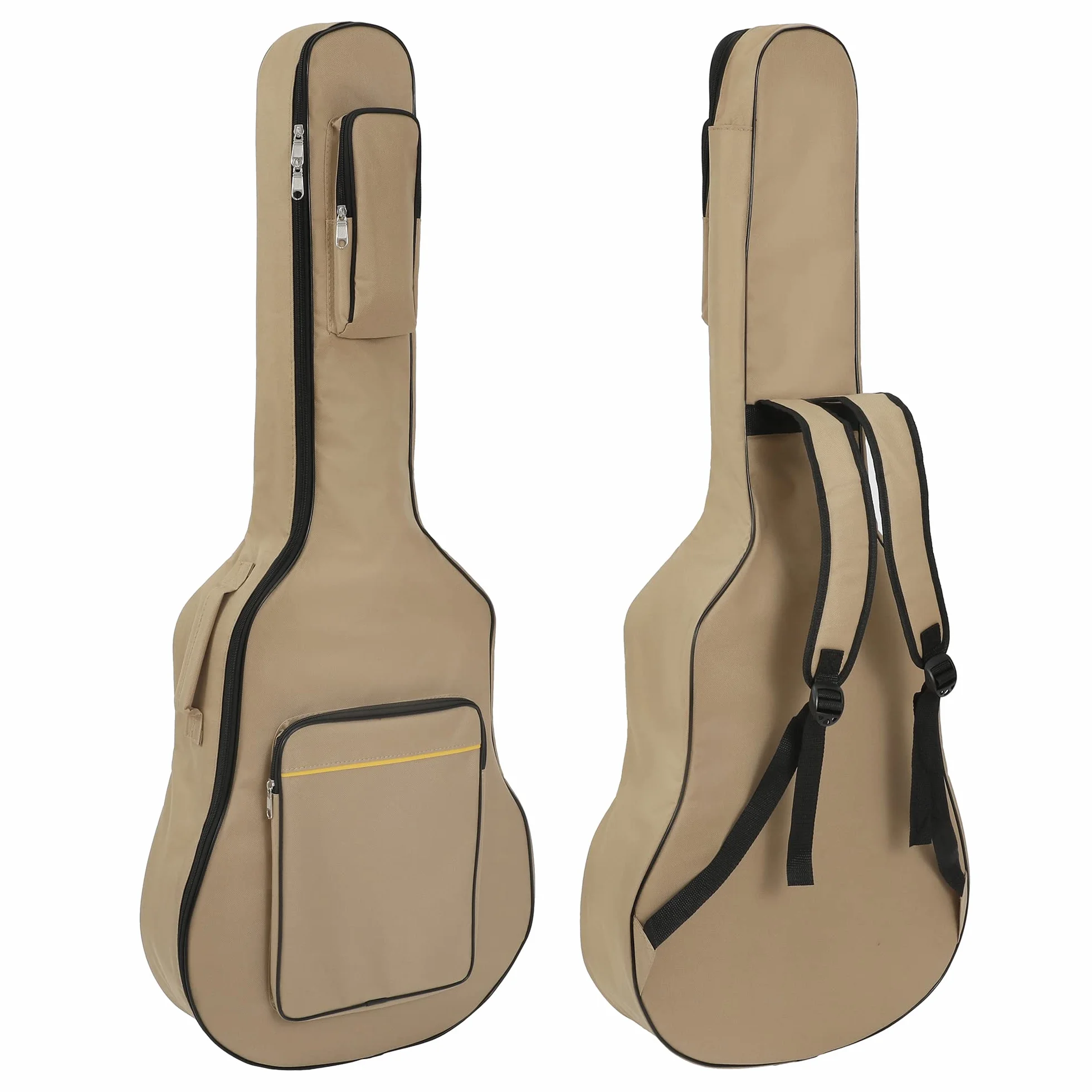 TRIXES Torba na gitarę z ramiączkami, wodoodporna, wyściełana obudowa, basowa, akustyczna i klasyczna torba na gitarę, idealna do podróży, Beżowy, Klasyczny