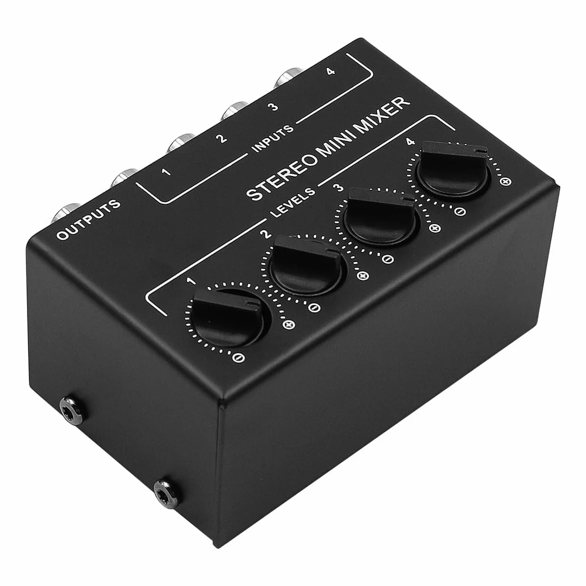 4-kanałowy mikser audio stereo, obsługuje wejście i wyjście RCA, mini pasywny mikser stereo z oddzielnymi regulatorami głośności