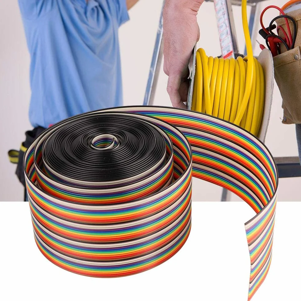 Płaski kabel taśmowy, 40P tęczowy płaski kabel taśmowy, 1,27 mm kolorowy rozstaw kabli Szerokość drutu 2 "płaski kabel taśmowy IDC (2 m)