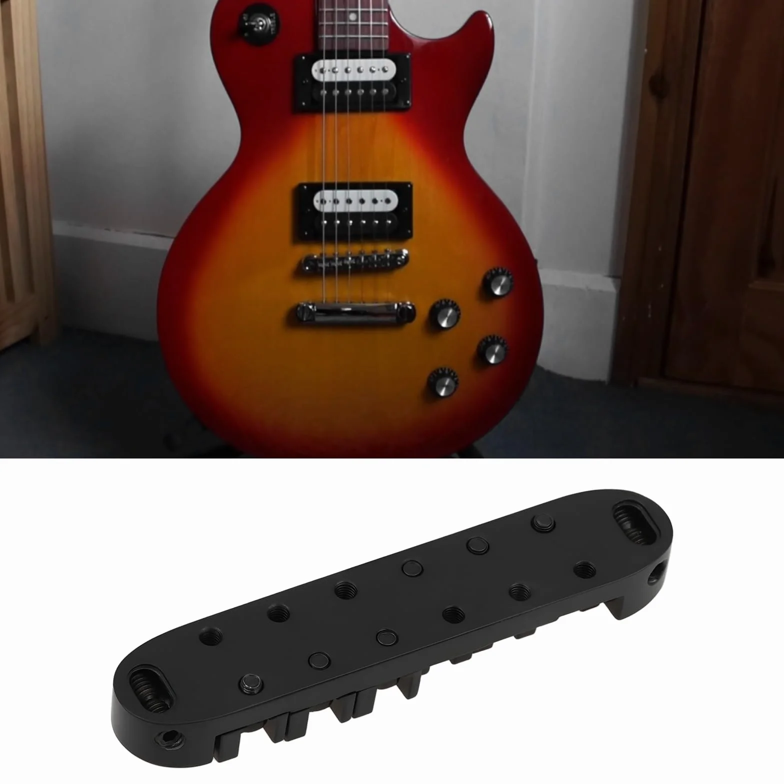 Most rolkowy z blokadą i pozycjonującymi słupkami kompatybilny z gitarą Epiphone Les Paul (czarny)