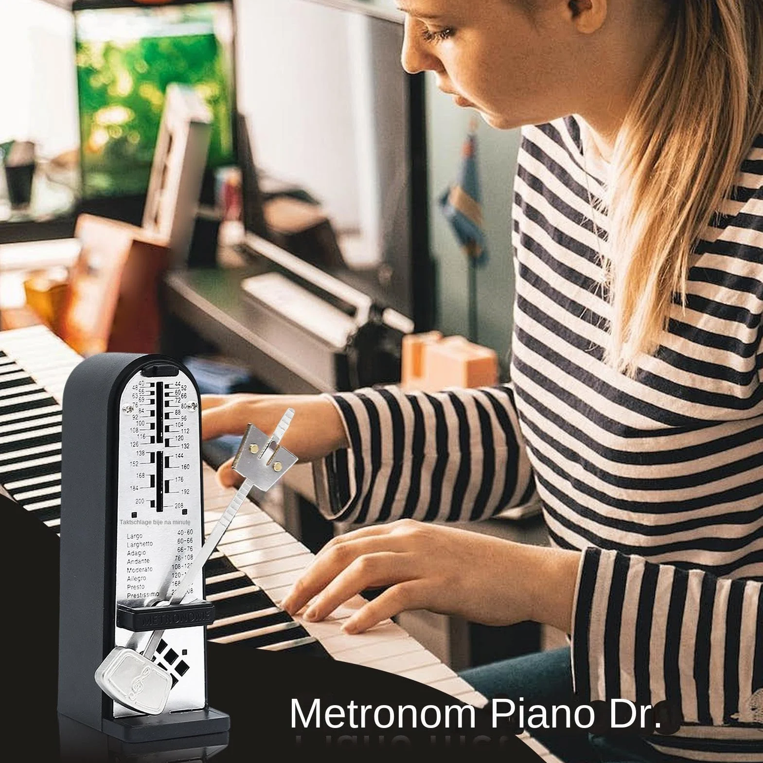 Piano Mechanical Metronome, Loud Tone Metronome, Classic Shape, Musical Instruments, Precision Timing, 2.05x1.38x4.33 Inches, Practicing Performing Musical Instrument for Men Women