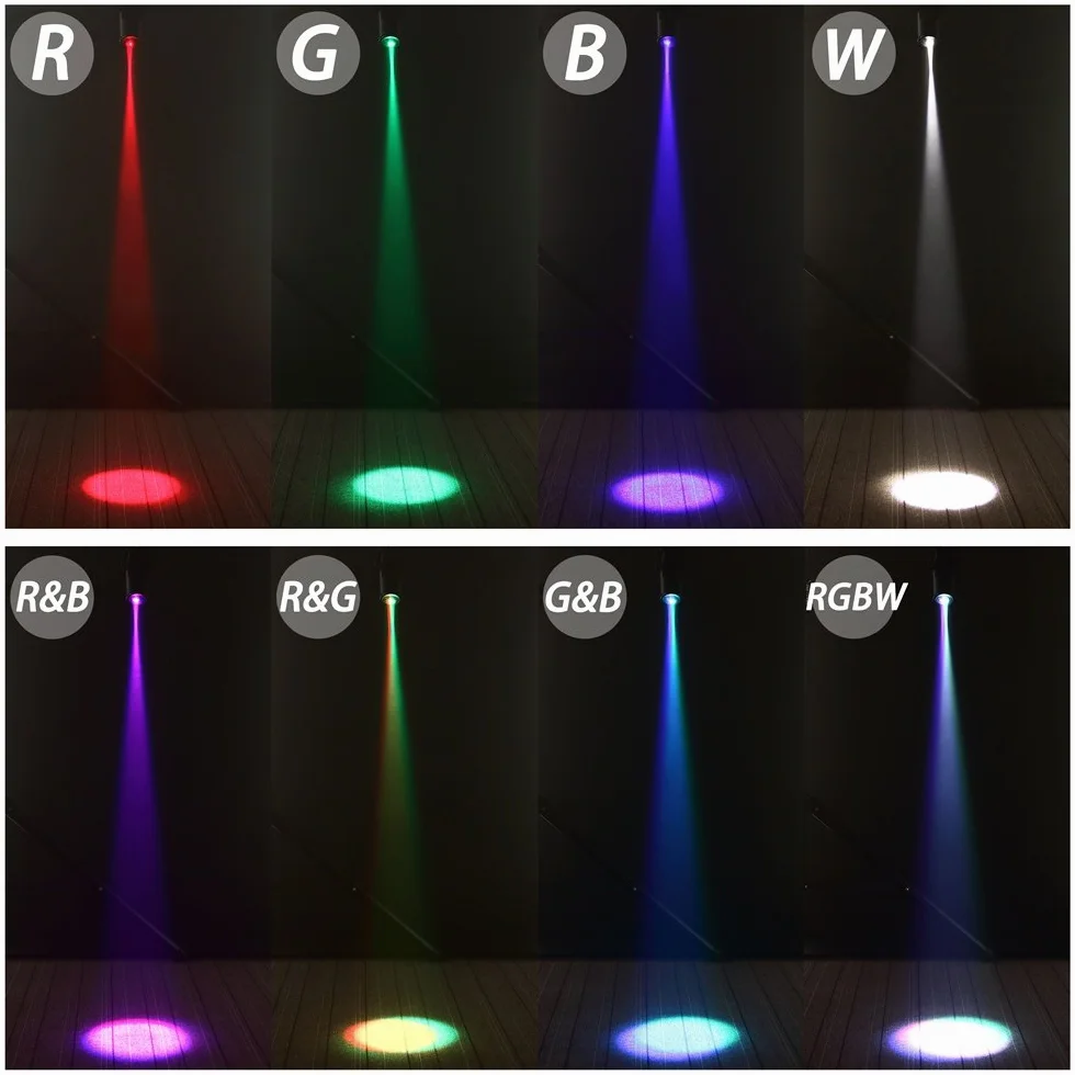U`King 30 W LED Pinspot światła RGBW, reflektor DMX512, tryb automatyczny, efekt świetlny na urodziny, imprezę, dyskotekę, KTV, czarny
