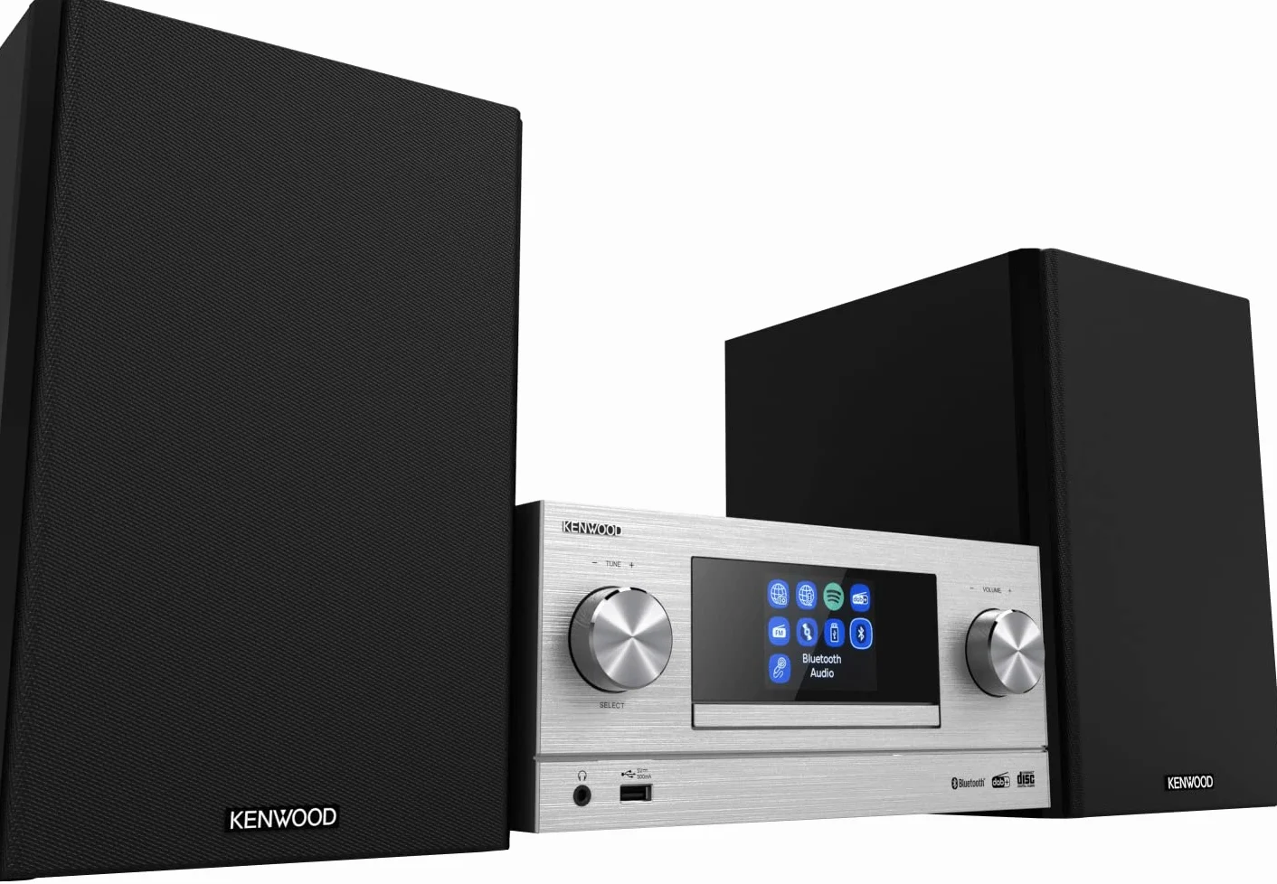 Kenwood M-9000S-S – inteligentny system Micro Hi-Fi z radiem internetowym, DAB+, CD/USB i strumieniowym przesyłaniem audio, kolor srebrny