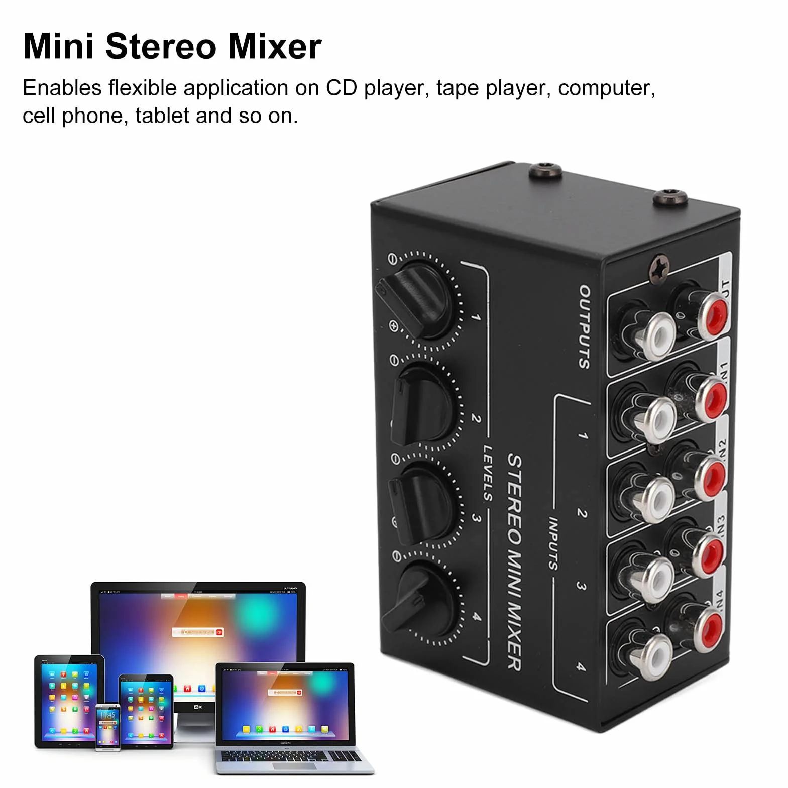 Mikser audio stereo 4 kanały pasywny do komputera telefon tablet DJ